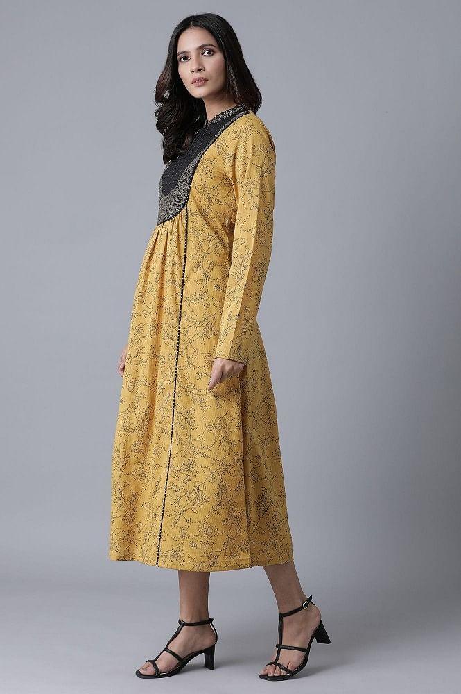 Yellow Embroidered and Printed Dress - Image 3