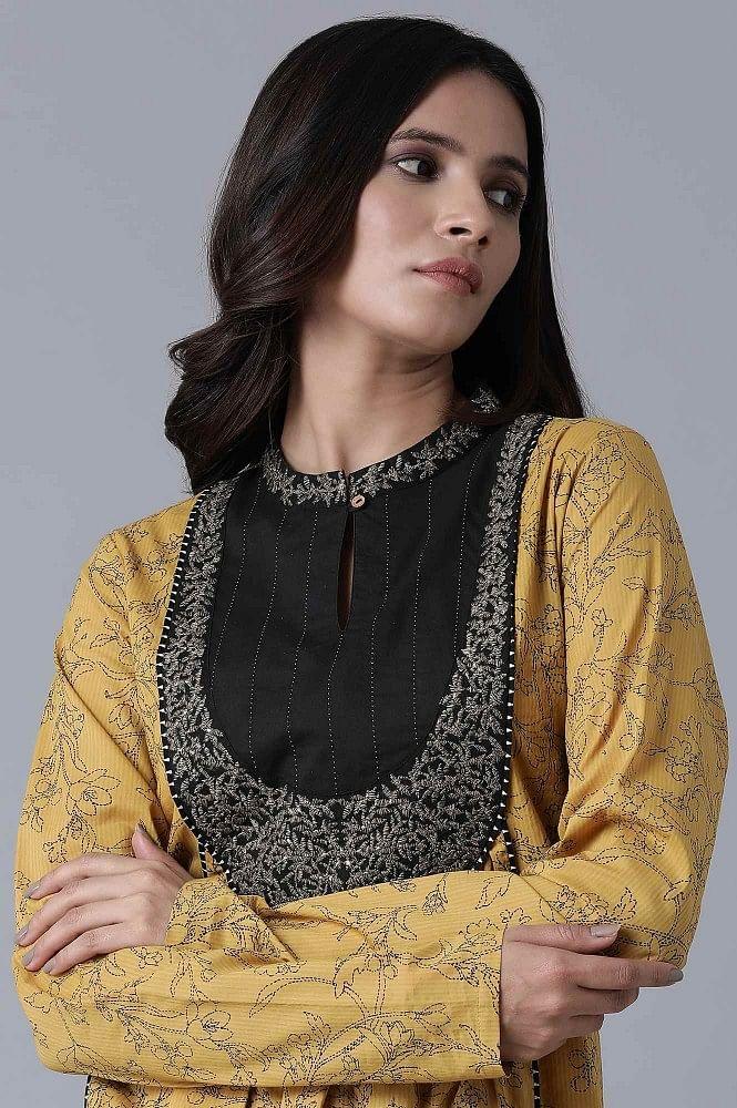 Yellow Embroidered and Printed Dress - Image 5
