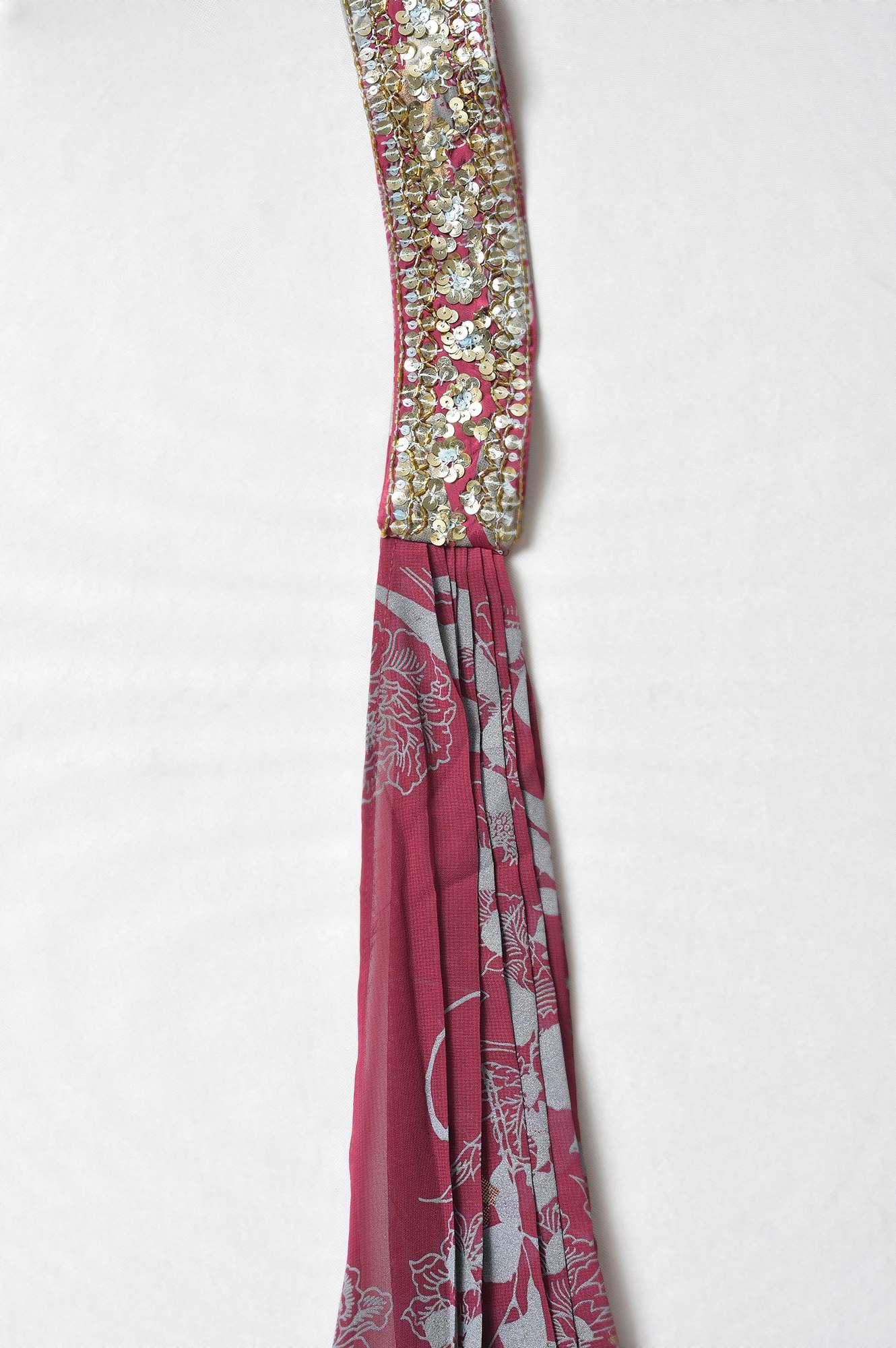 Purple French Crepe Long Dress With Dupatta - Image 7