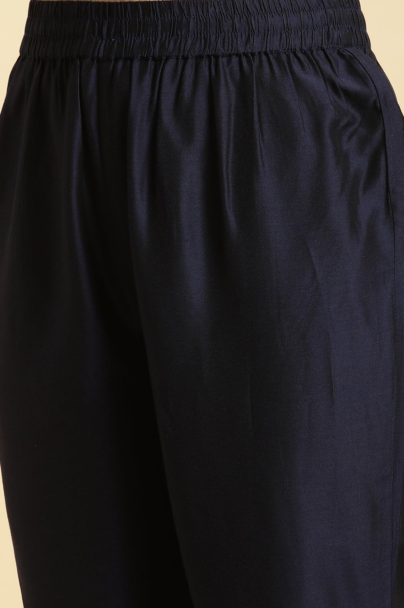 Royal Blue Embroidered Kurta, Pants And Dupatta Set - Image 11