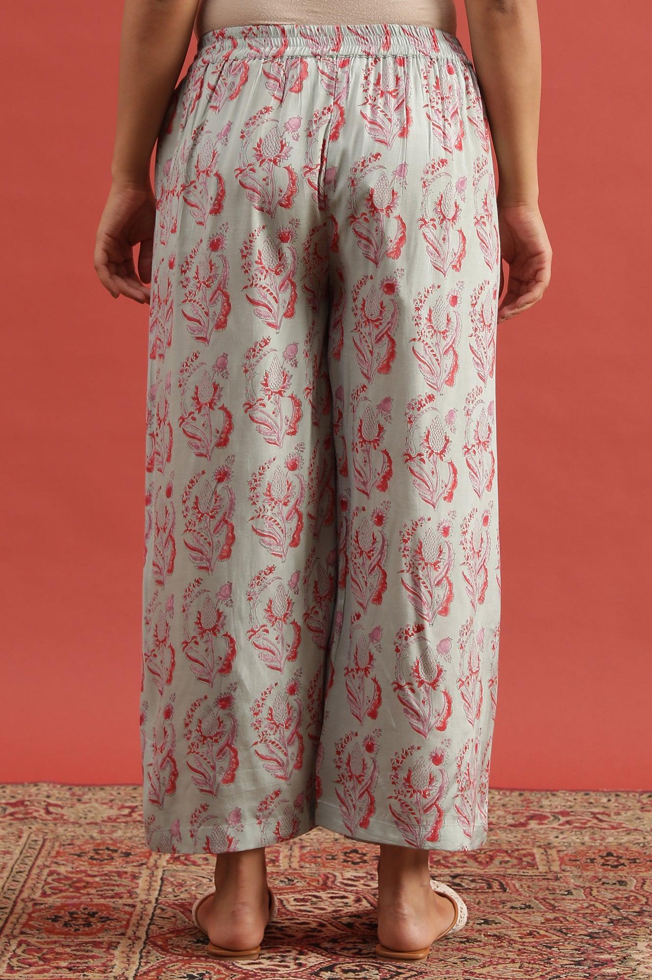Smoke Green Printed Parallel Pants - Image 3