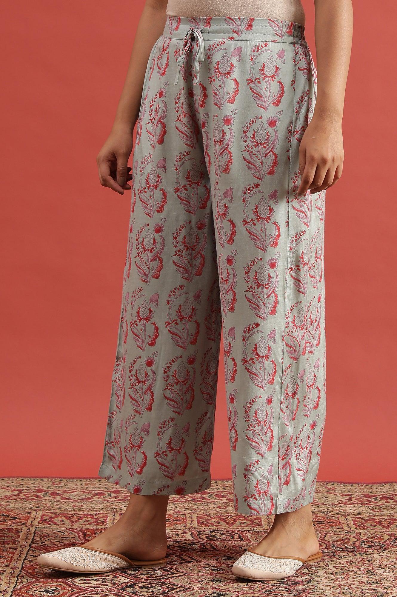 Smoke Green Printed Parallel Pants - Image 4