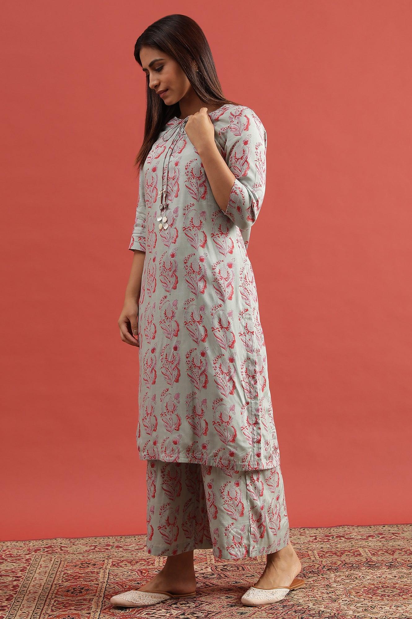 Smoke Green Printed Parallel Pants - Image 5