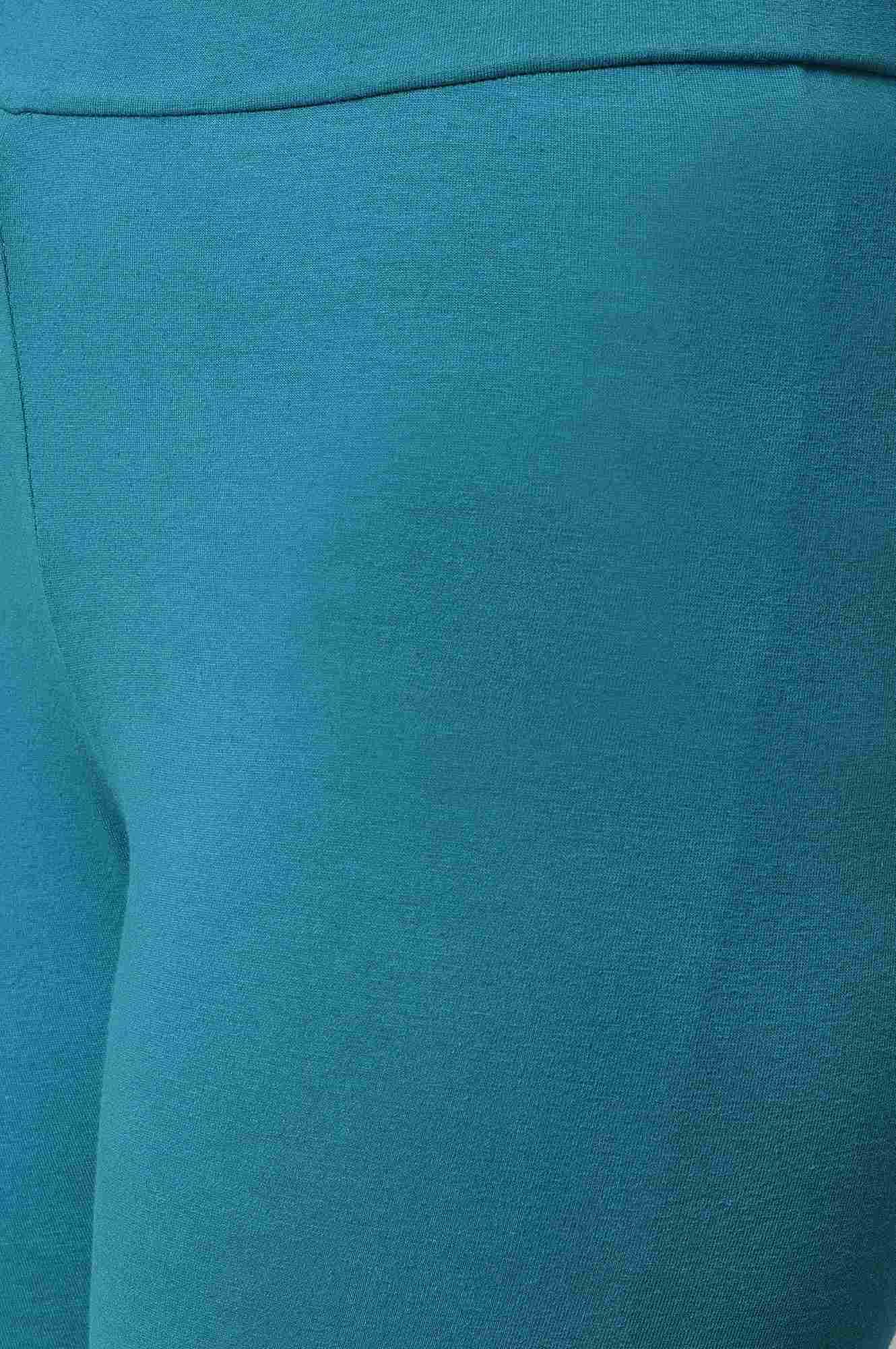 Teal Embroidered Anarkali Mughal Gown With Tights - Image 8
