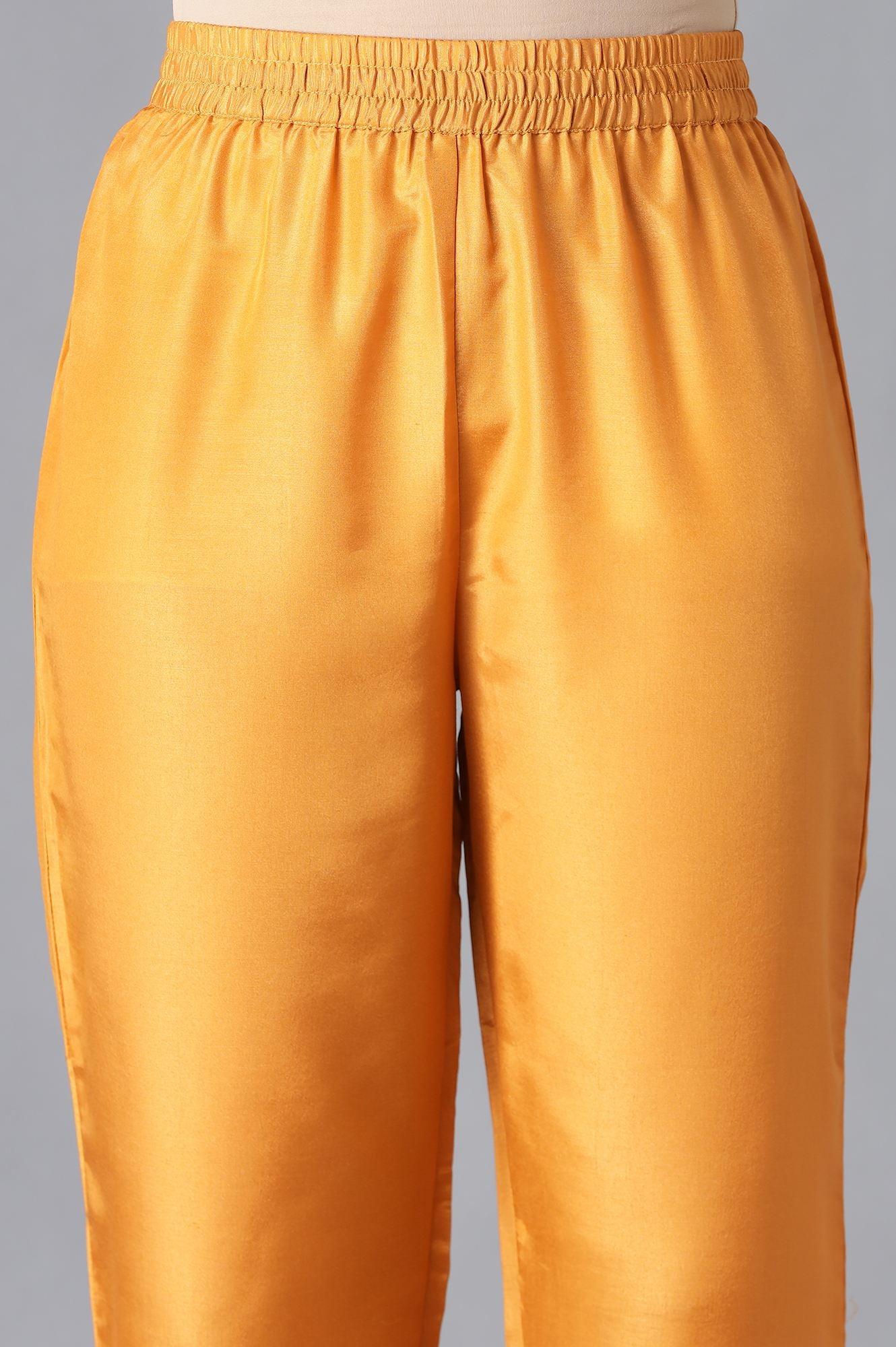 Teal Mock Layer kurta, Orange Parallel Pants And Dupatta Set - Image 6