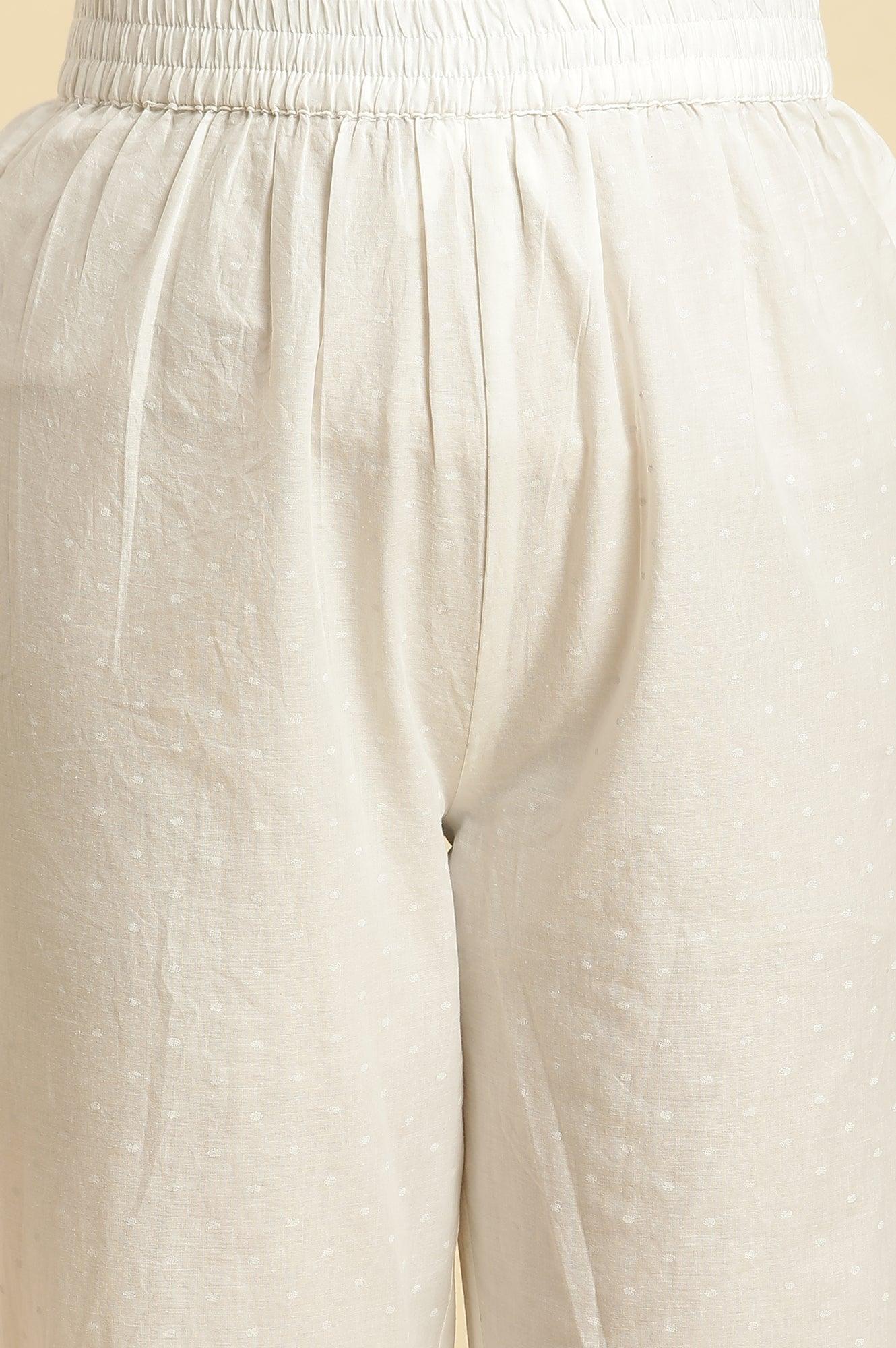 White Cotton Kurta In Multi-Coloured Print and Pants Set - Image 8