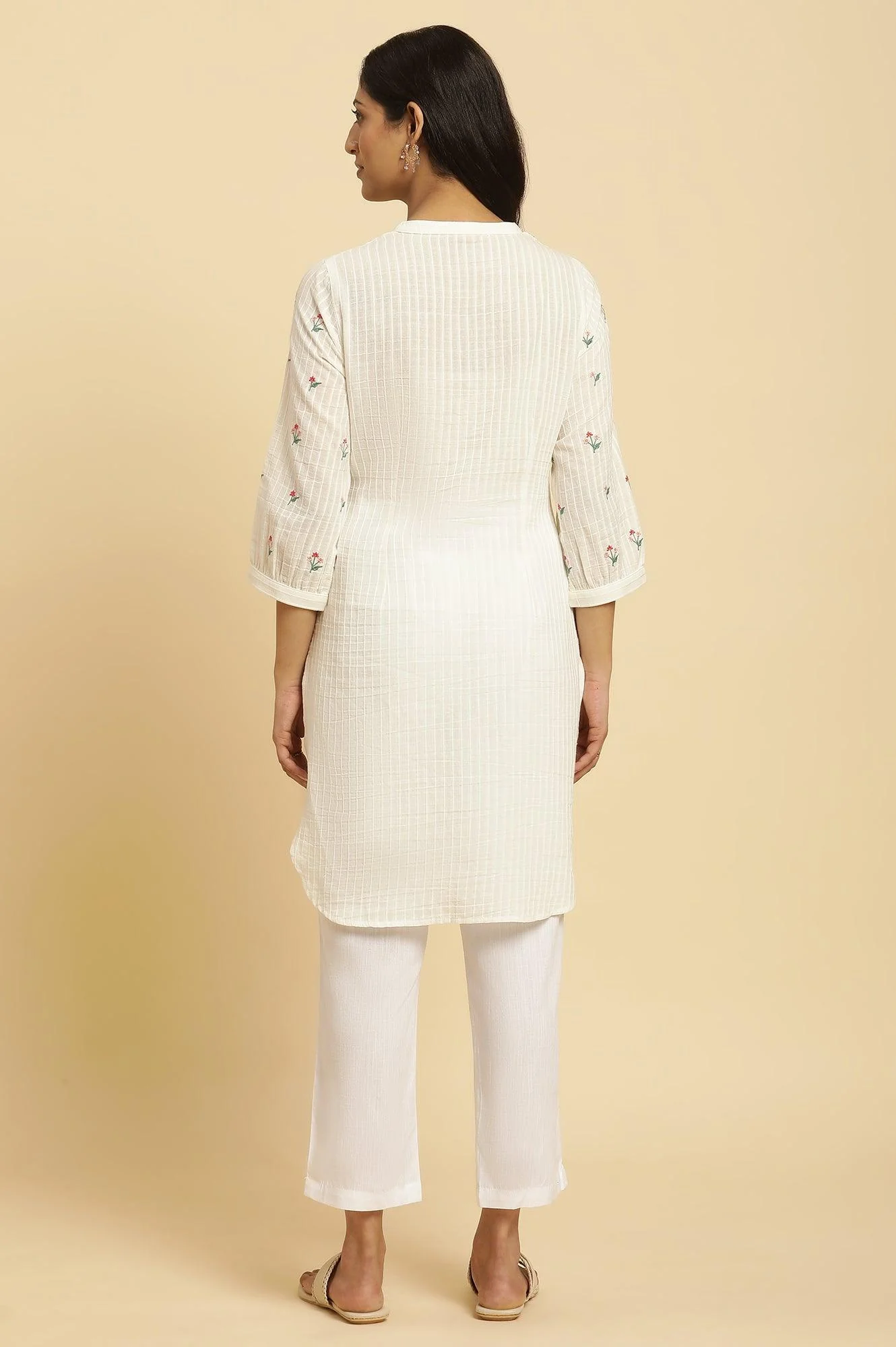 White Embroidered Contemporary Tunic - Image 4