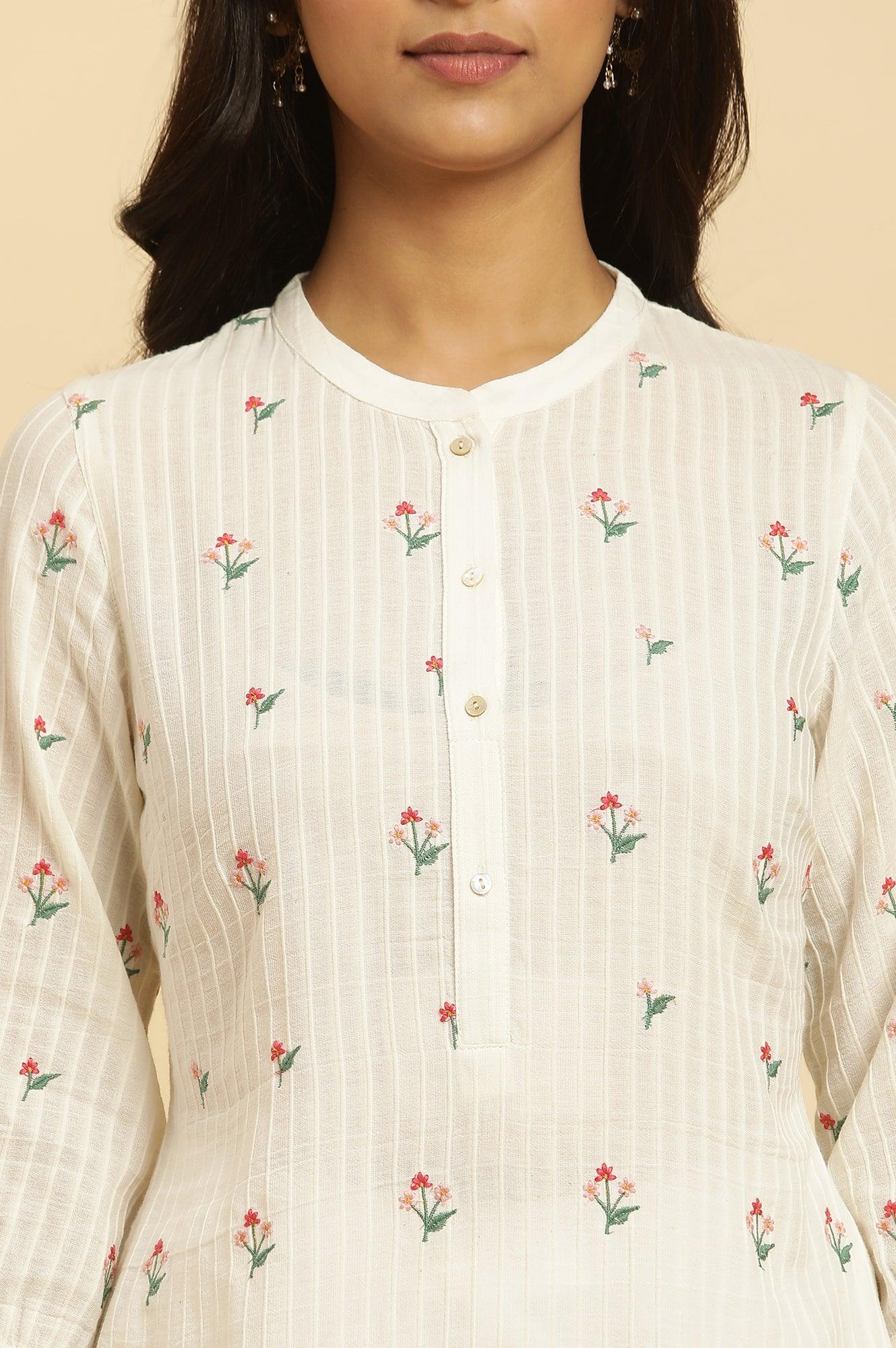 White Embroidered Contemporary Tunic - Image 6