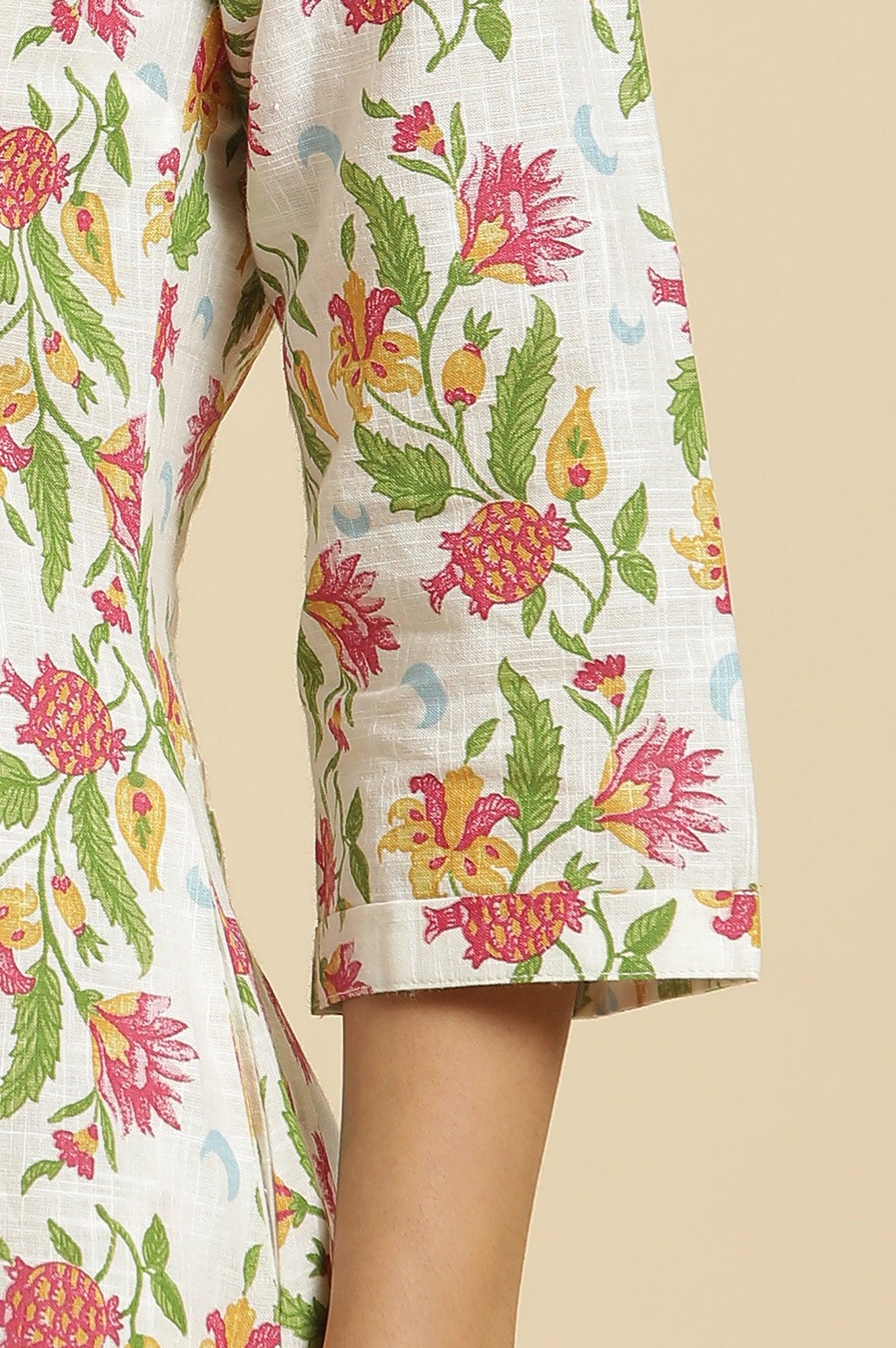 White Flared Dress In Multi-Coloured Floral Print - Image 7