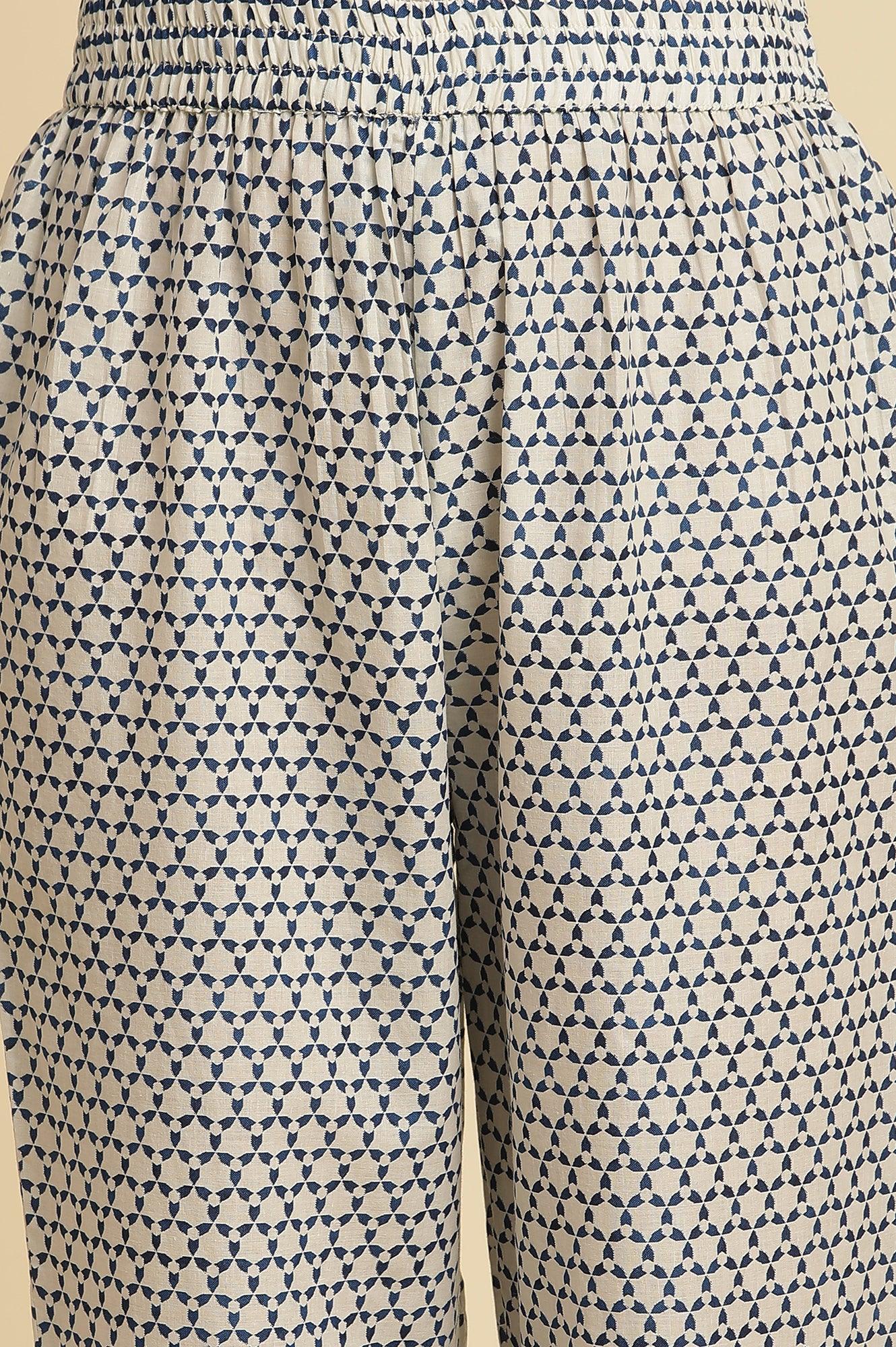 White Khadi Printed Cotton Kurta, Pants and Dupatta Set - Image 8
