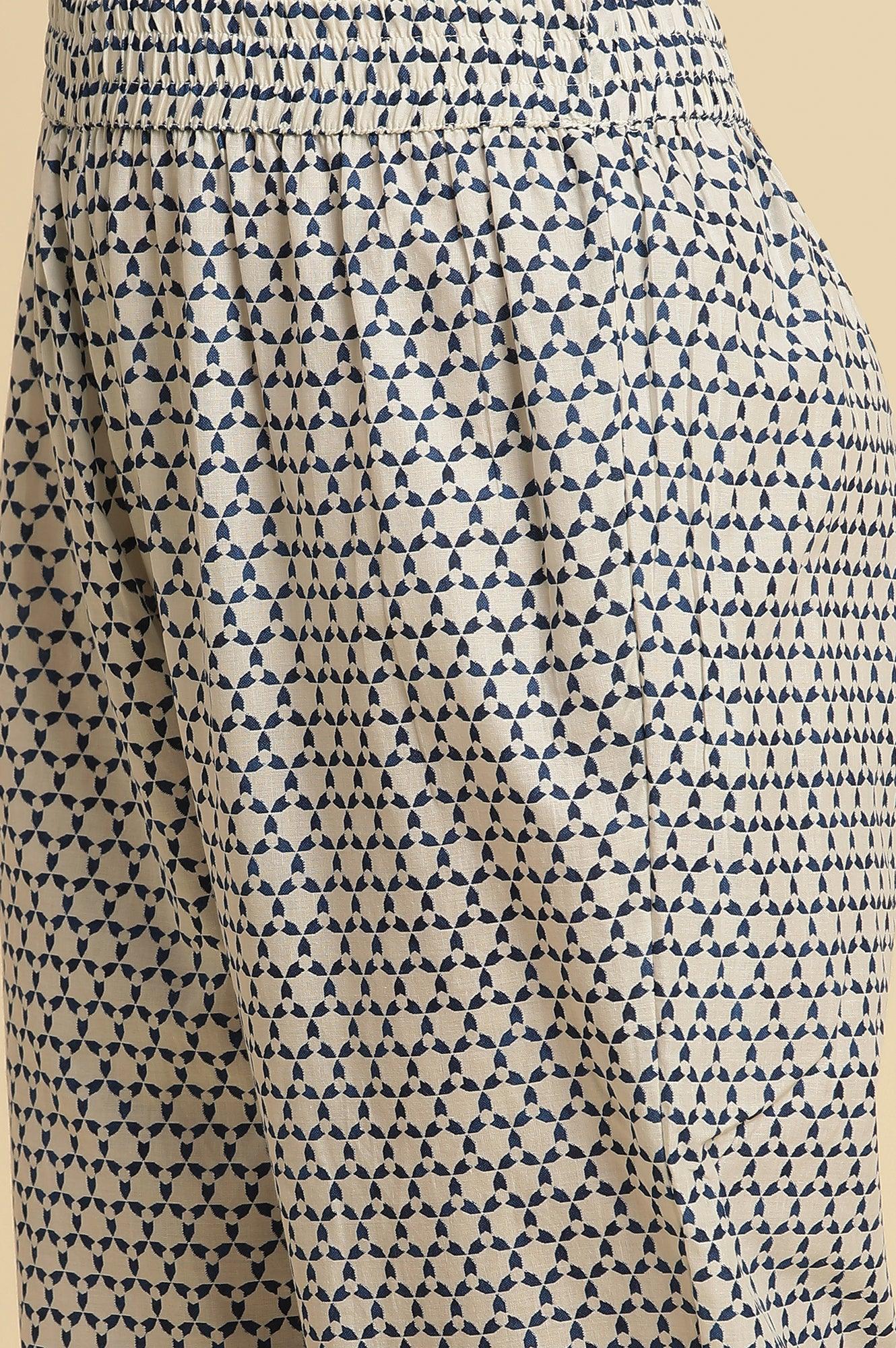 White Khadi Printed Cotton Kurta, Pants and Dupatta Set - Image 9