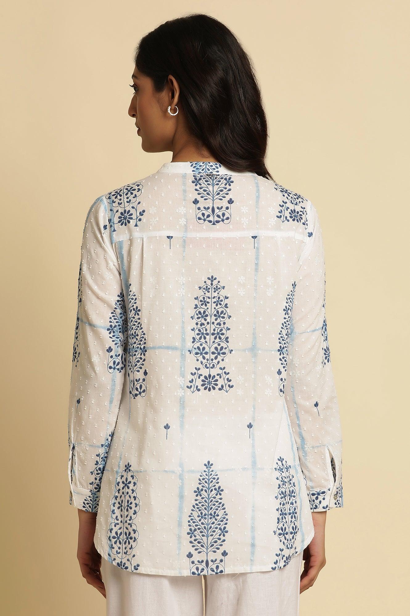 White Printed Cotton Shirt - Image 3