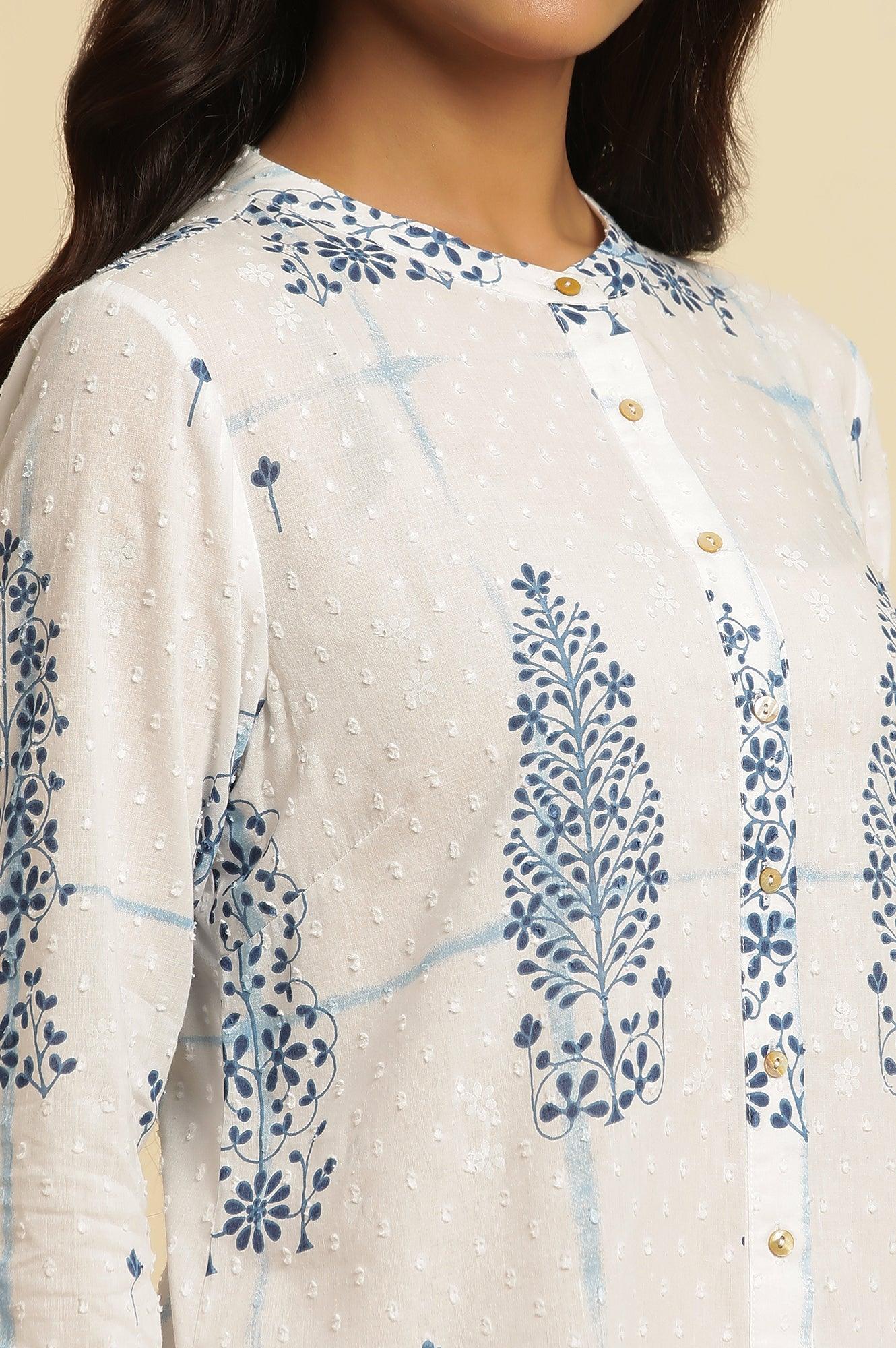 White Printed Cotton Shirt - Image 7