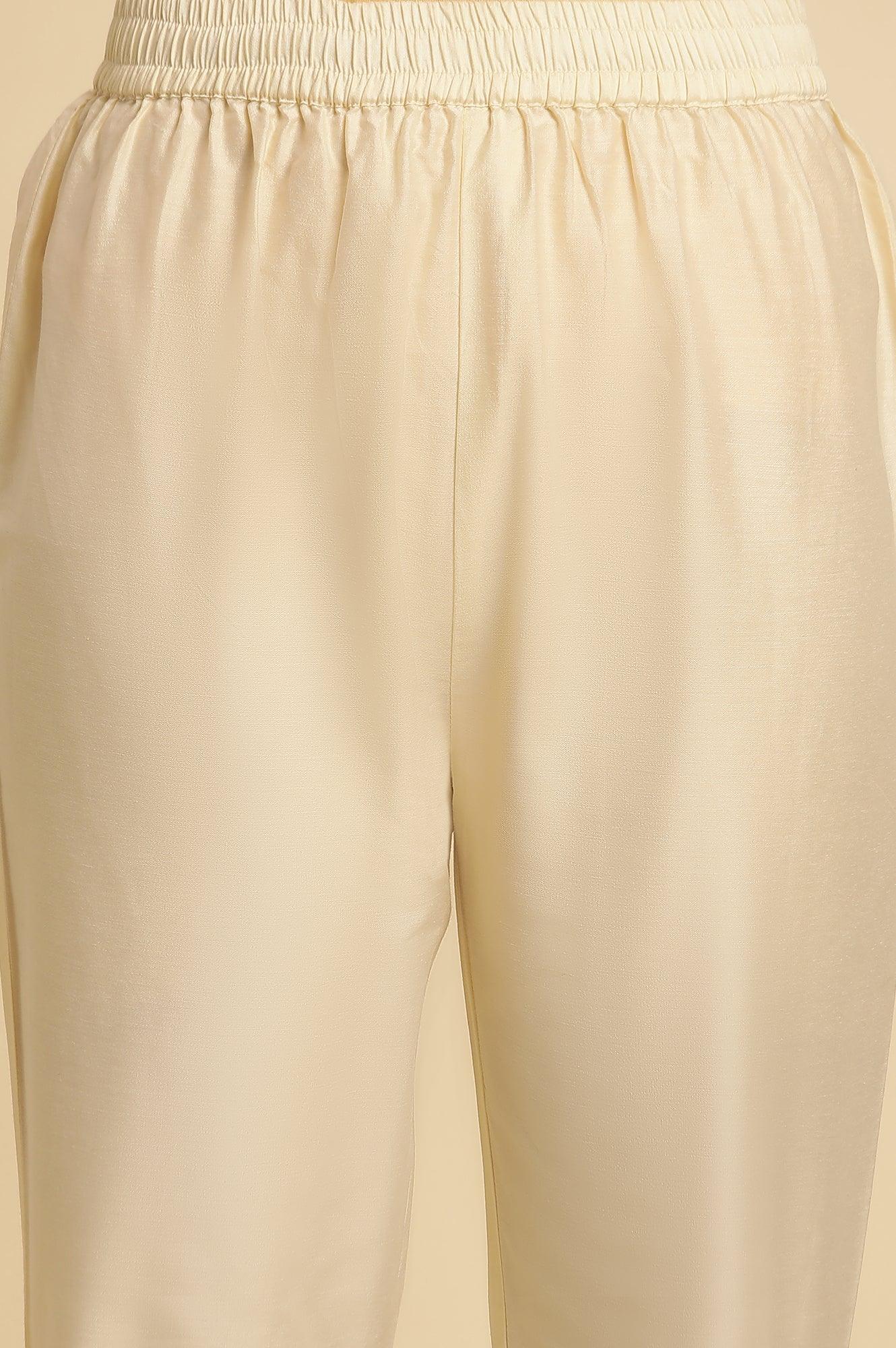 White Sleeveless Printed Flared Kurta, Pants And Dupatta Set - Image 7