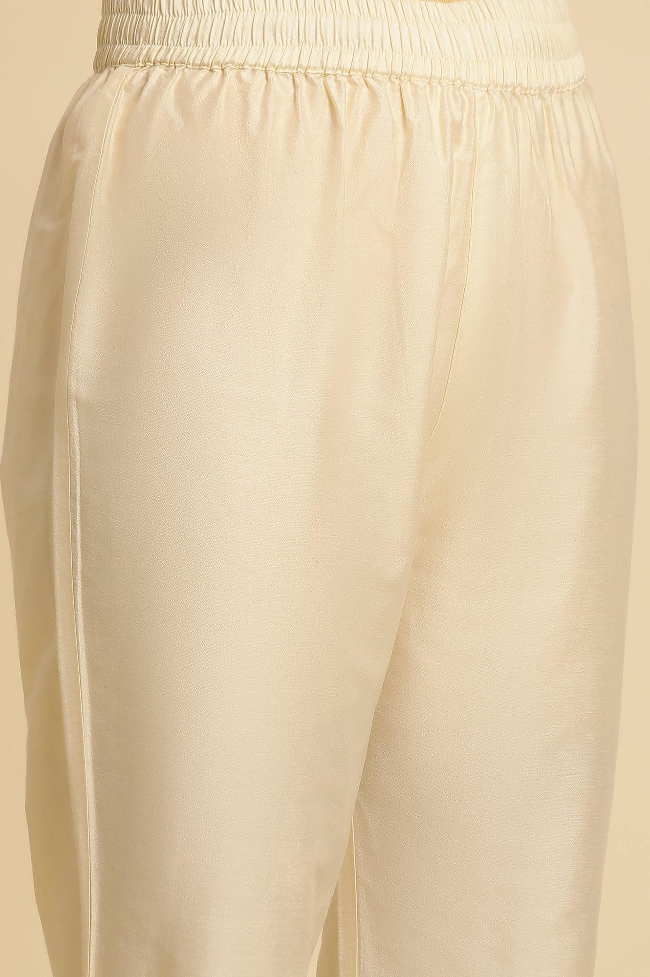 White Sleeveless Printed Flared Kurta, Pants And Dupatta Set - Image 8