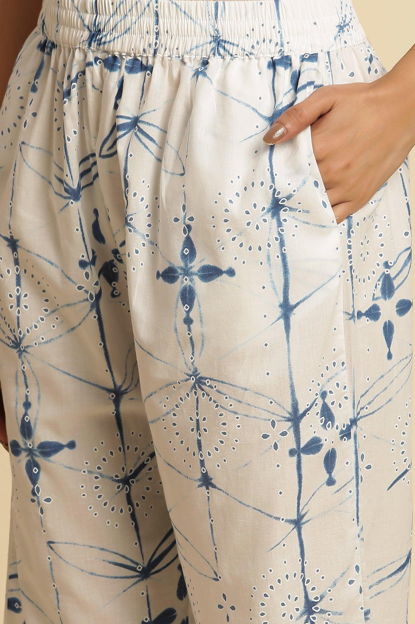 White Sleeveless Tie-Dye Kurta And Pants Set - Image 8