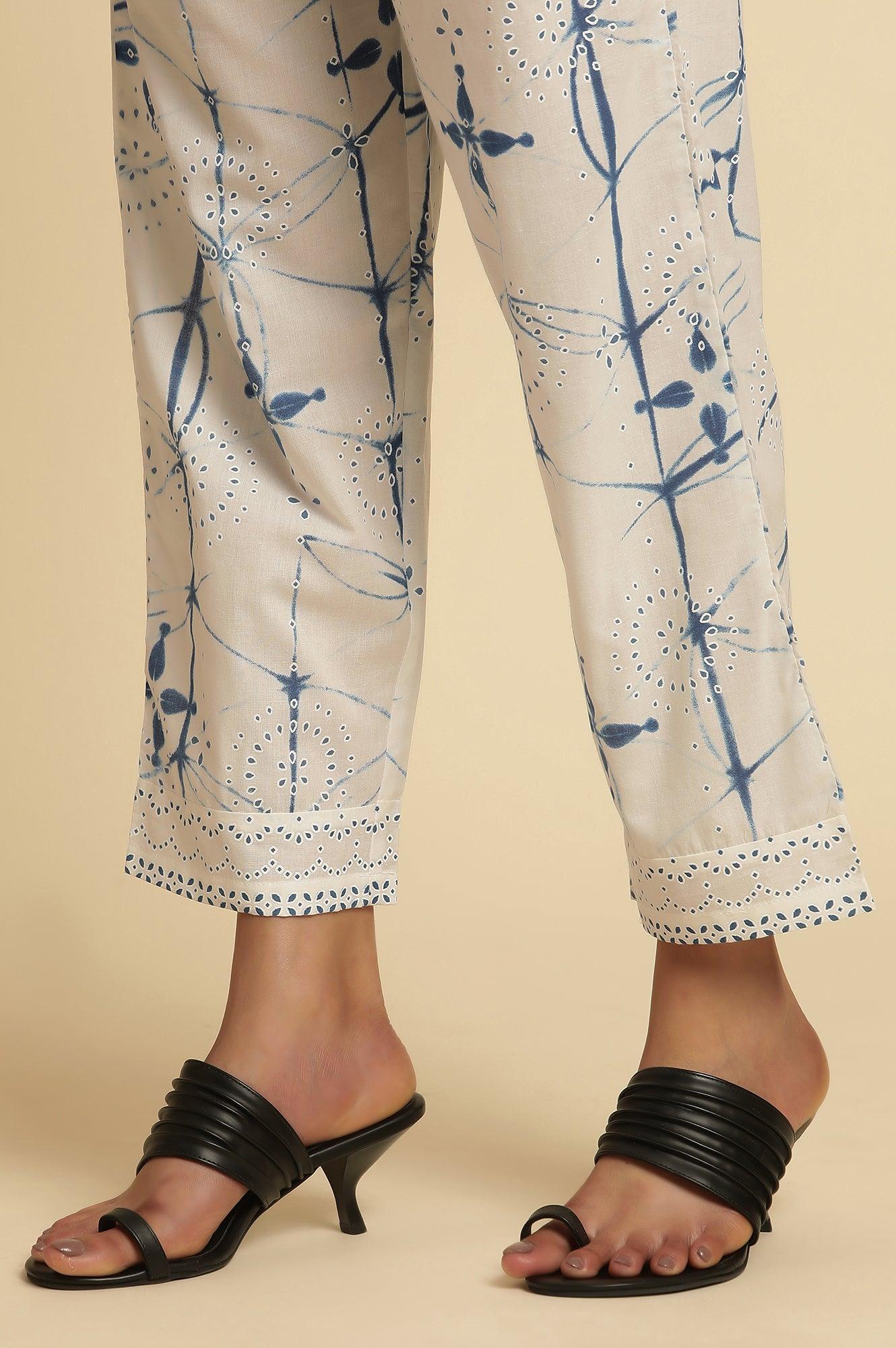 White Sleeveless Tie-Dye Kurta And Pants Set - Image 9