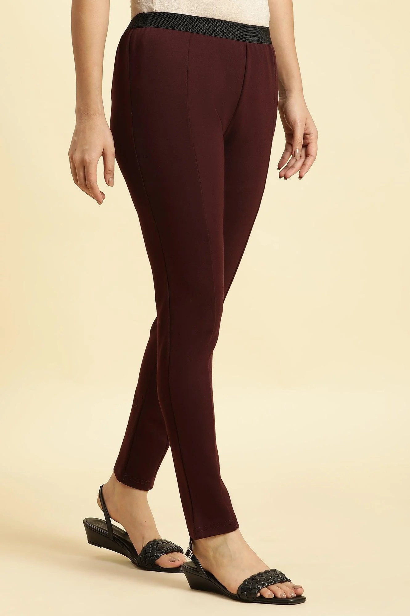 Wine Basic Western Wear Leggings - Image 4