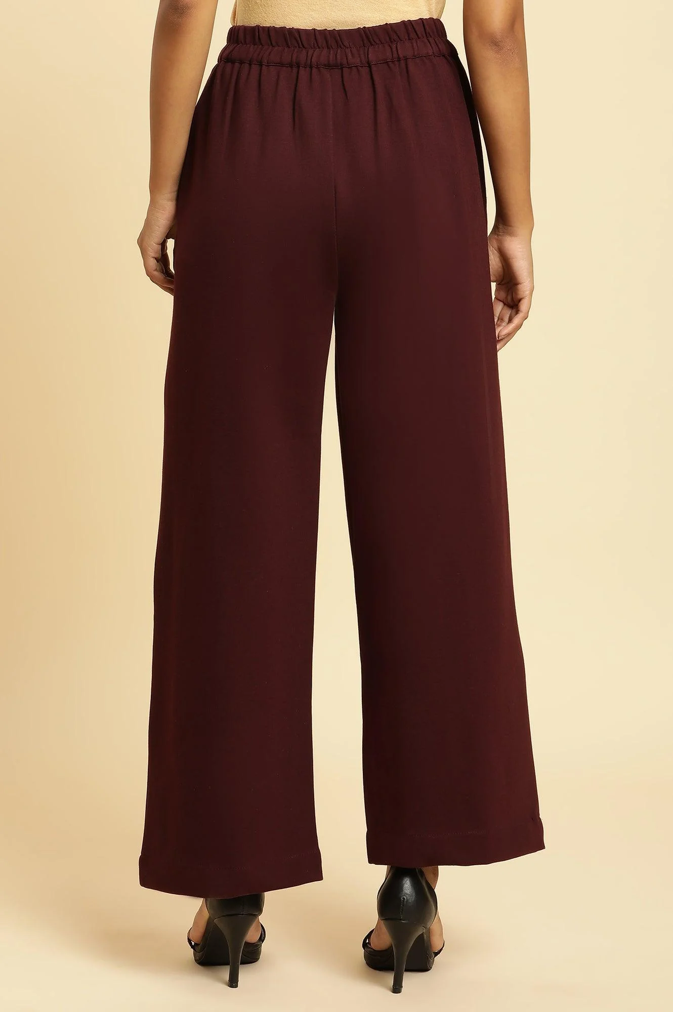 Wine Pin Tuck Trouser Pants - Image 3