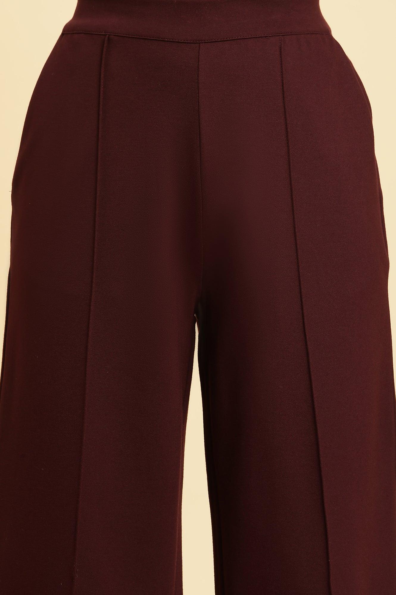 Wine Pin Tuck Trouser Pants - Image 6