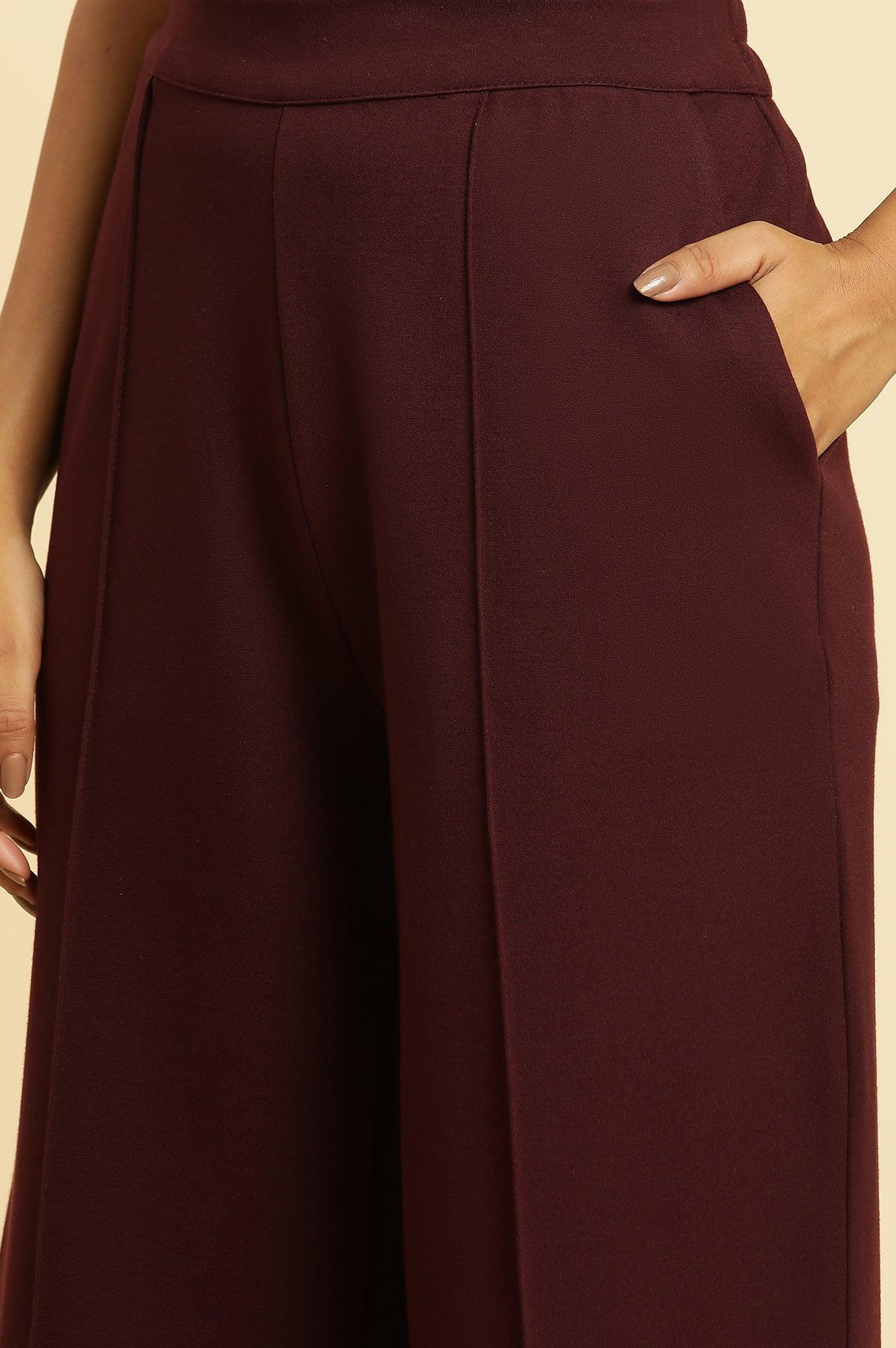 Wine Pin Tuck Trouser Pants - Image 7