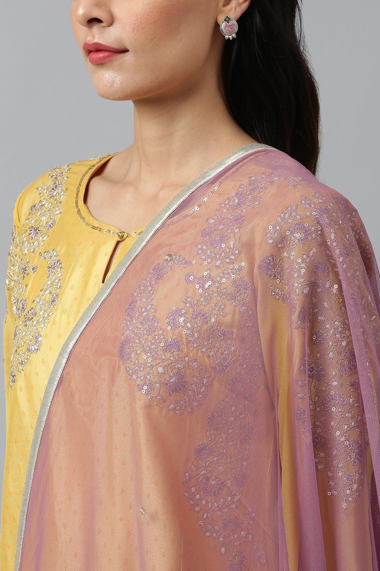 Yellow Dori Embroidered kurta With Ecru Sharara And Dupatta Set - Image 11