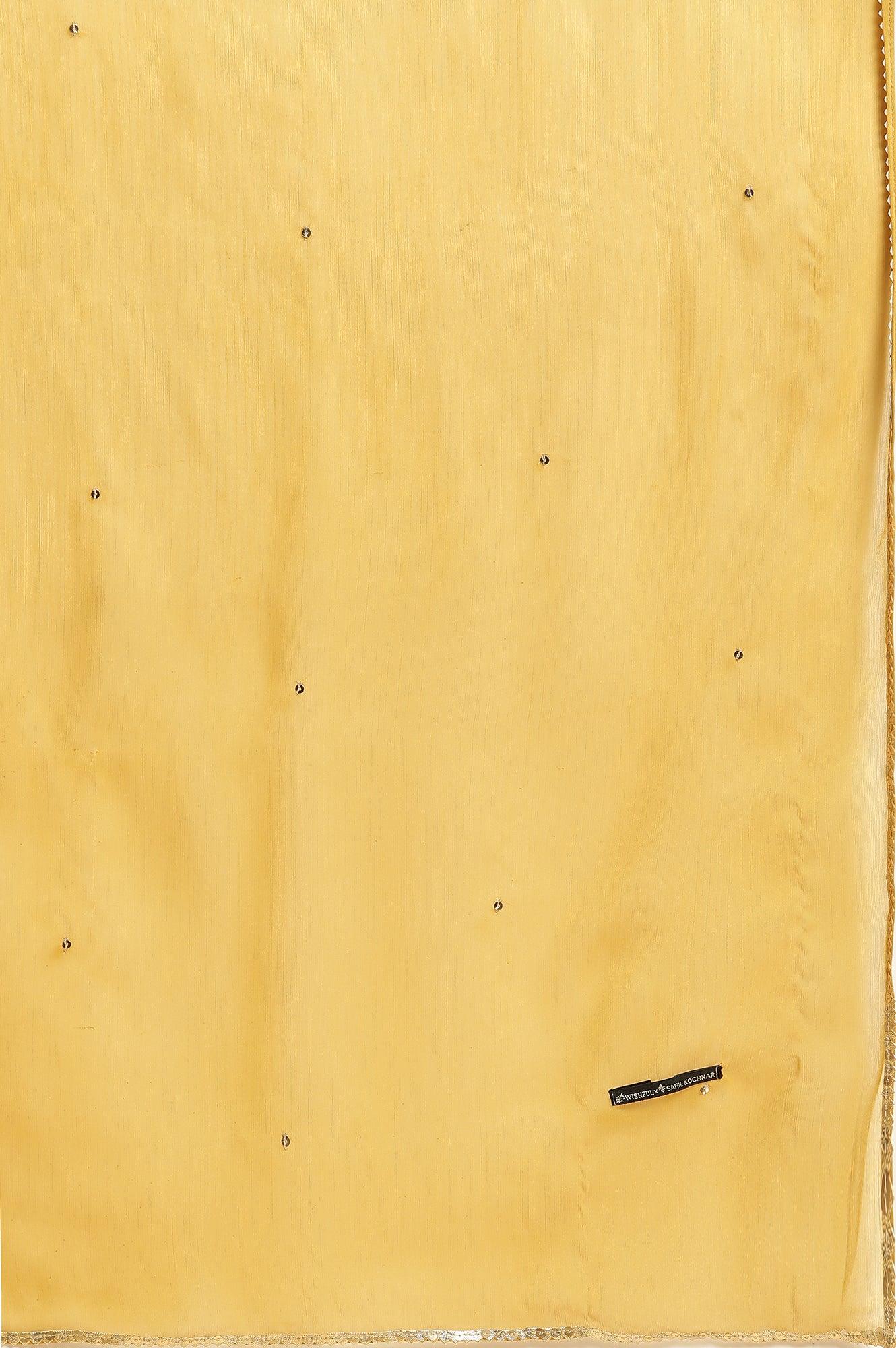Yellow Embroidered Kurta, Pants And Dupatta Set - Image 10