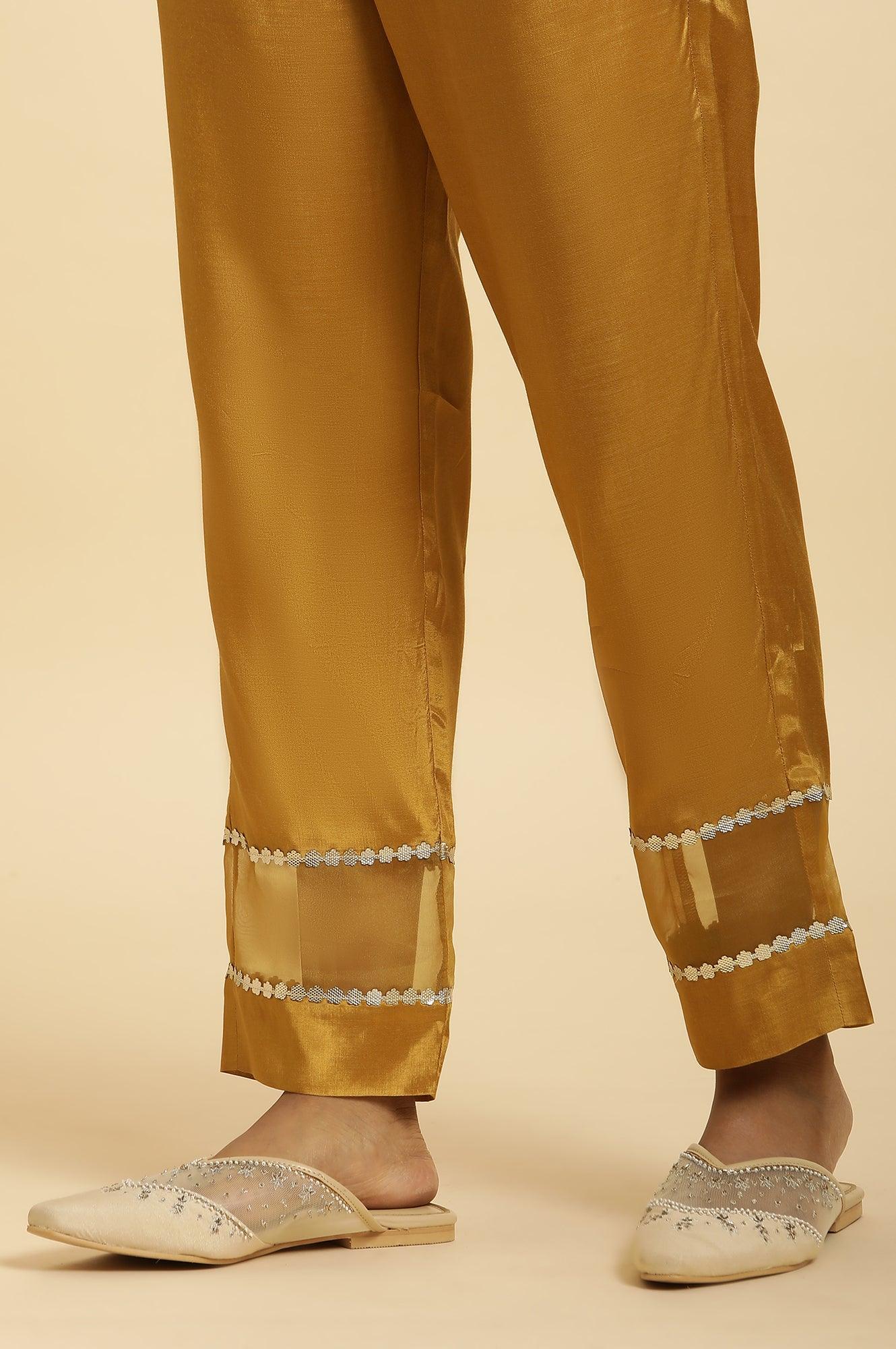 Yellow Embroidered Kurta, Pants And Dupatta Set - Image 9