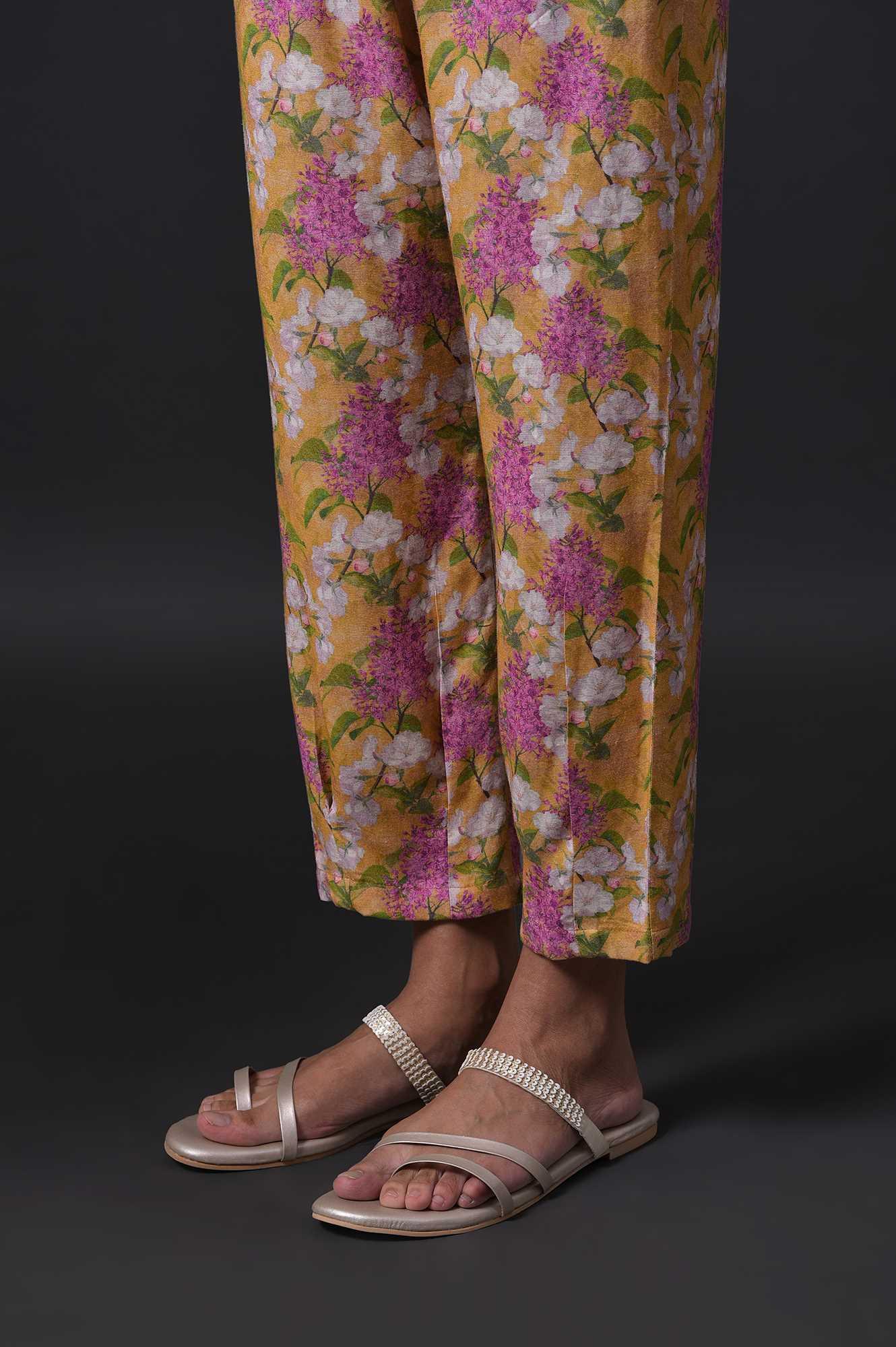 Yellow Floral Print kurta With Straight Pants And Dupatta - Image 8