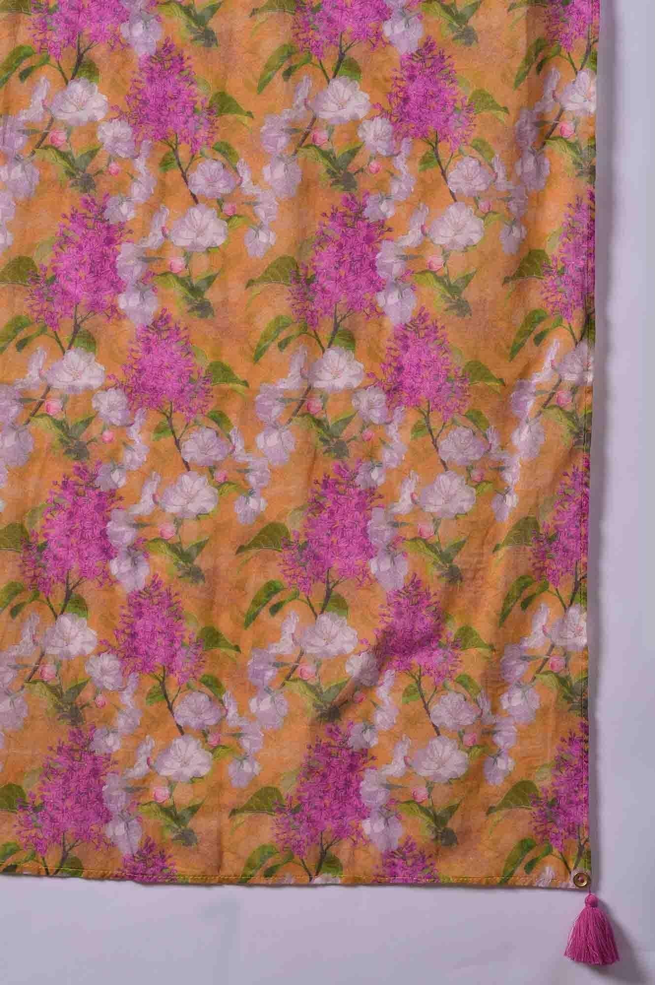Yellow Floral Print kurta With Straight Pants And Dupatta - Image 9