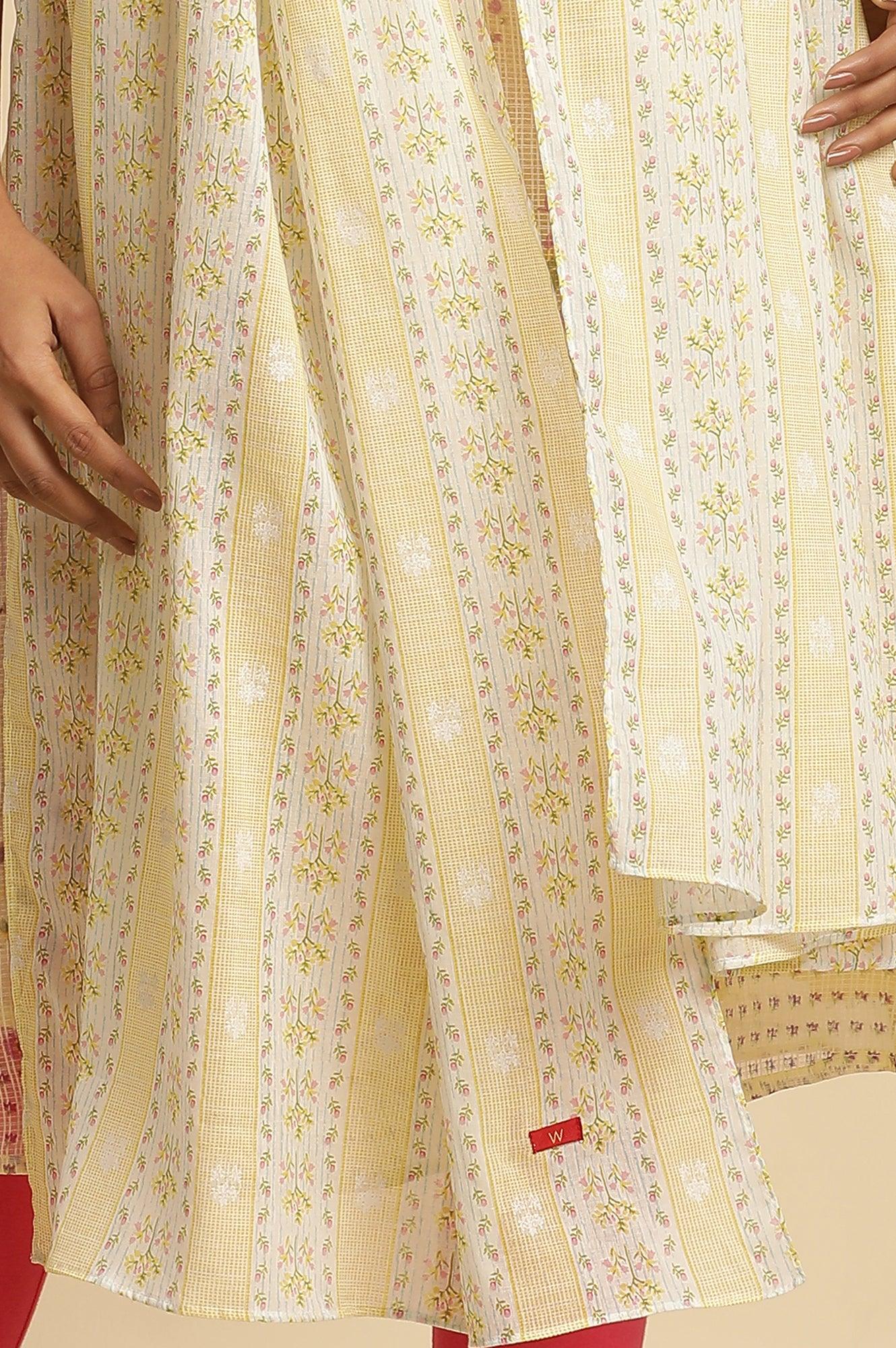 Yellow Floral Printed Cotton Dupatta - Image 5