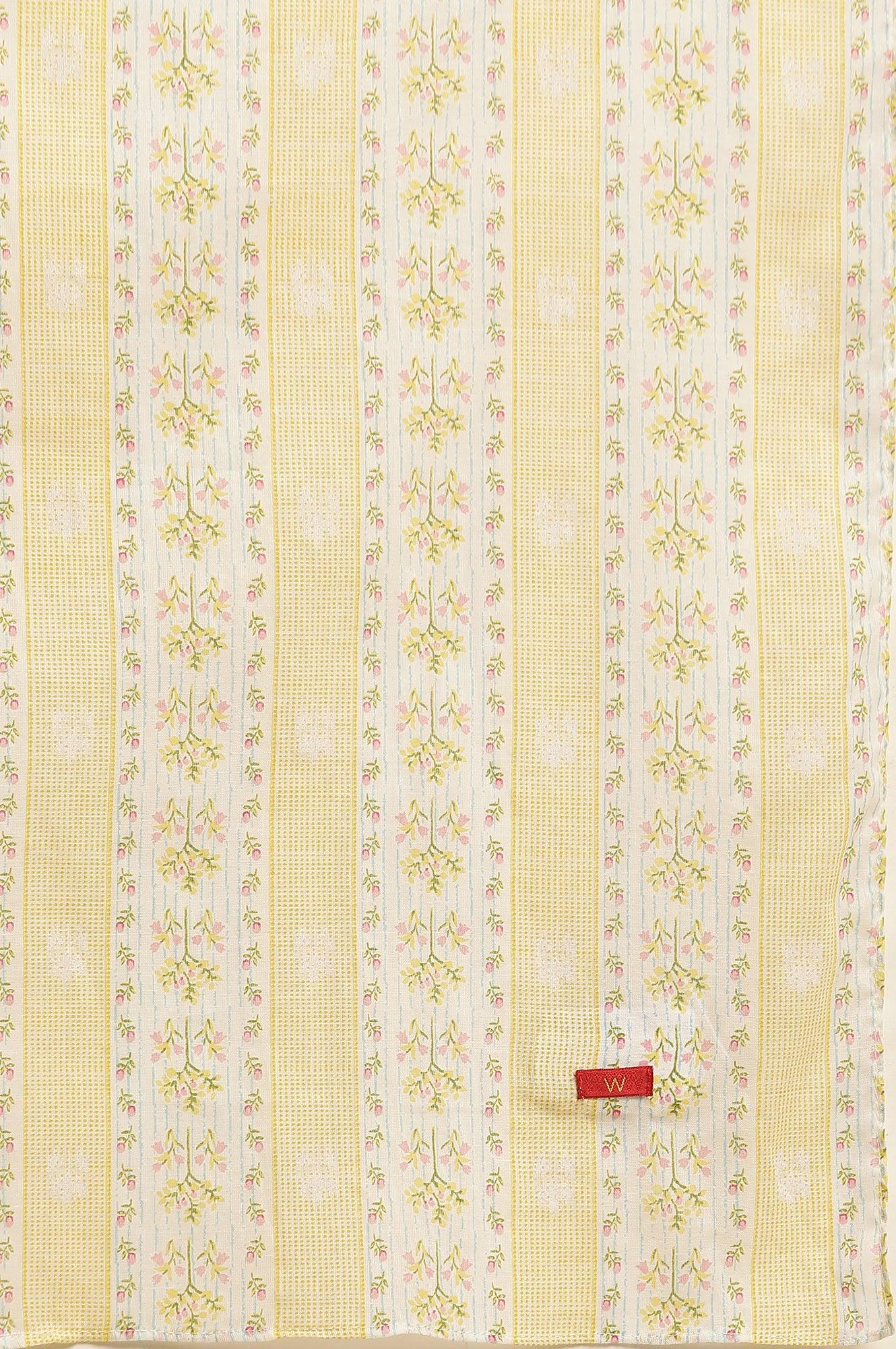 Yellow Floral Printed Cotton Dupatta - Image 6