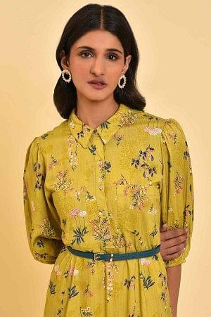 Yellow Floral Printed Long Summer Dress - Image 6
