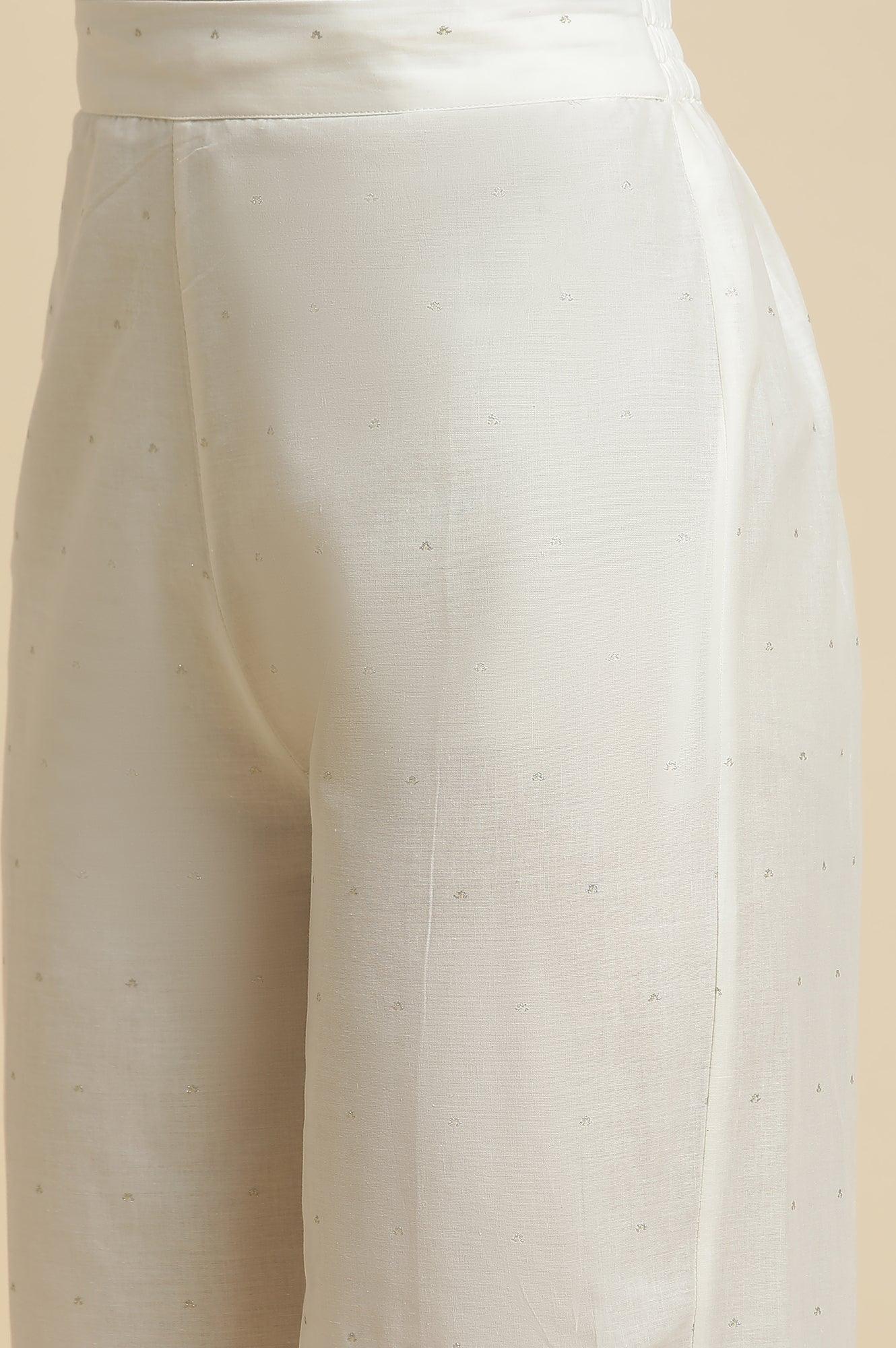 Yellow Glitter Printed Kurta & Parallel Pants - Image 8