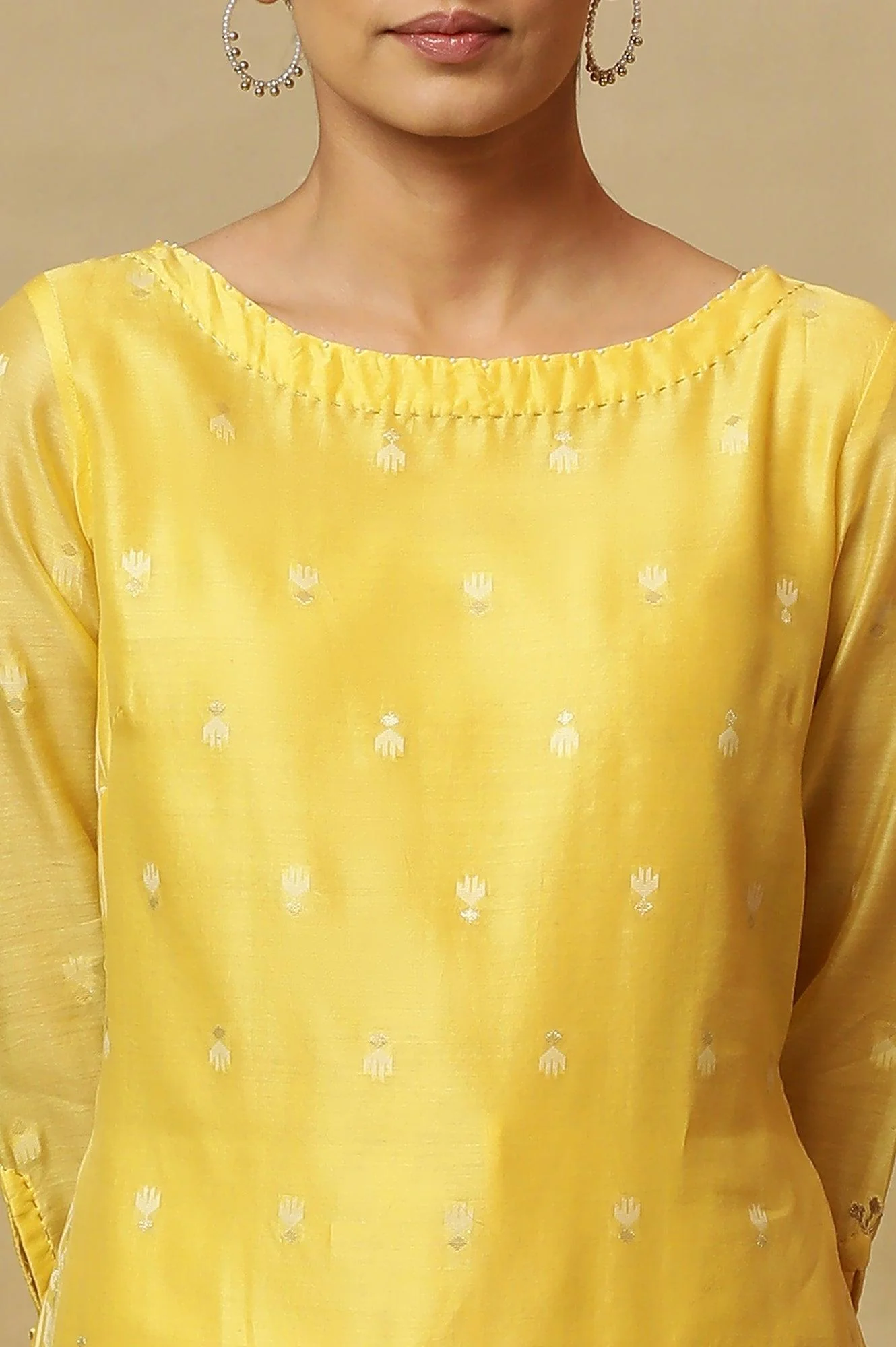 Yellow Jamdani Straight Kurta - Image 8