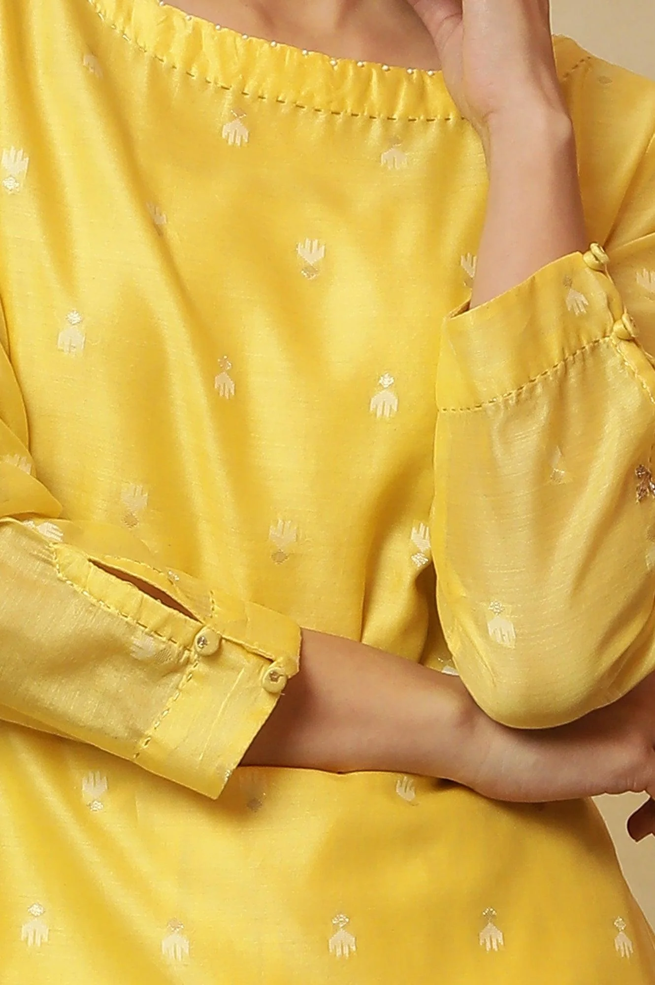 Yellow Jamdani Straight Kurta - Image 9