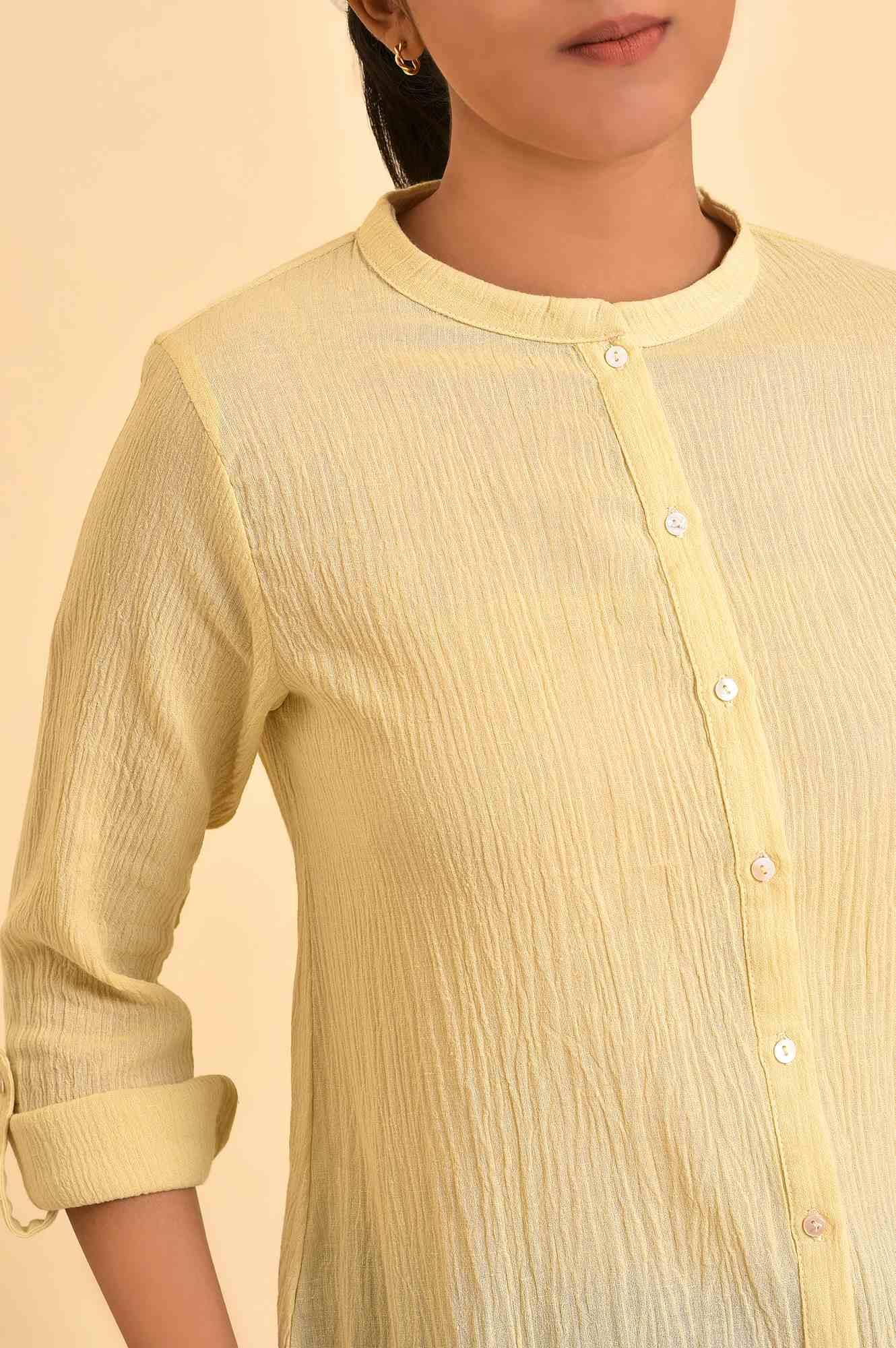 Yellow Mandarin Collar Top - Image 6