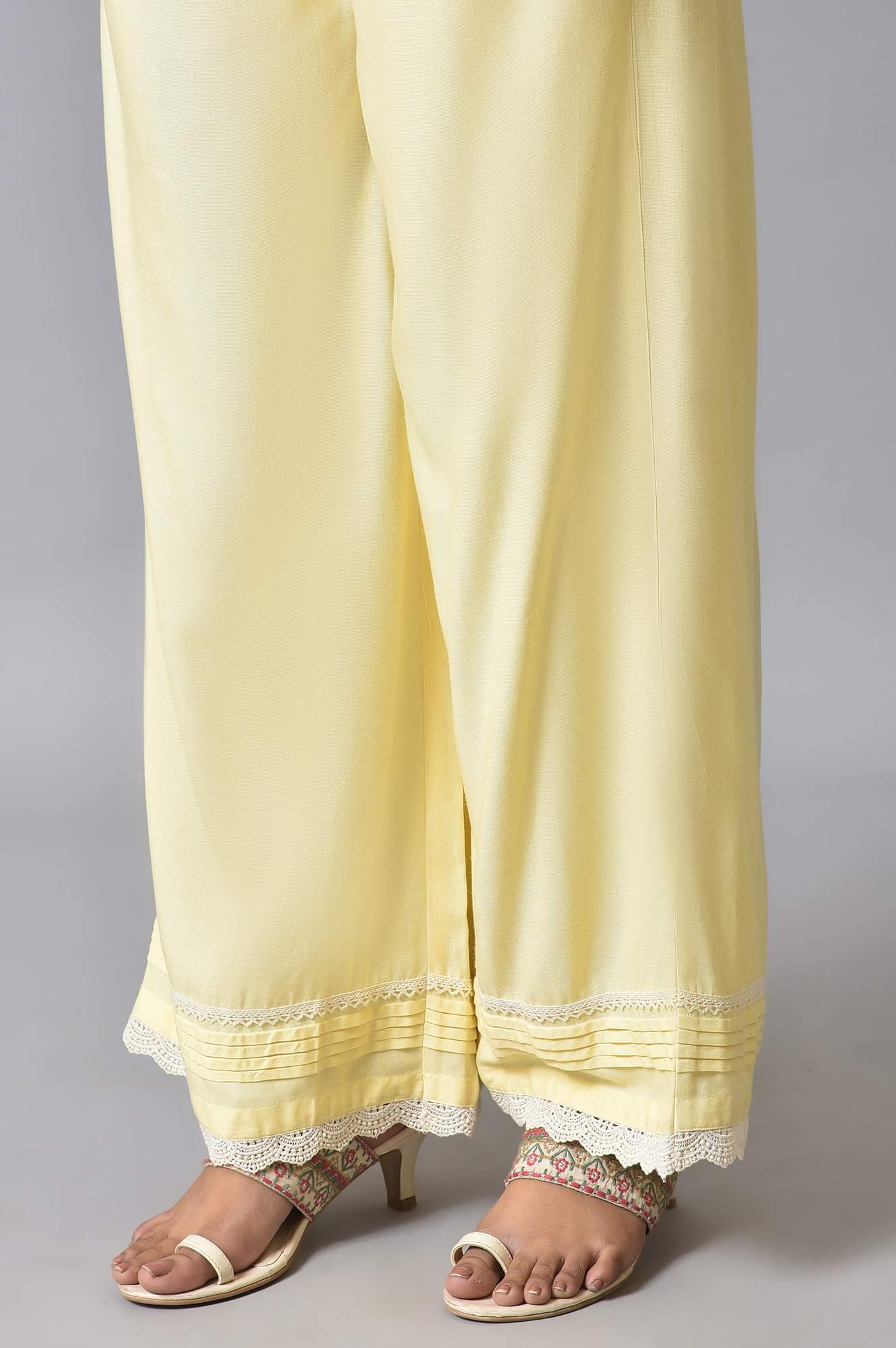 Yellow Panelled Floral Print kurta Set - Image 8