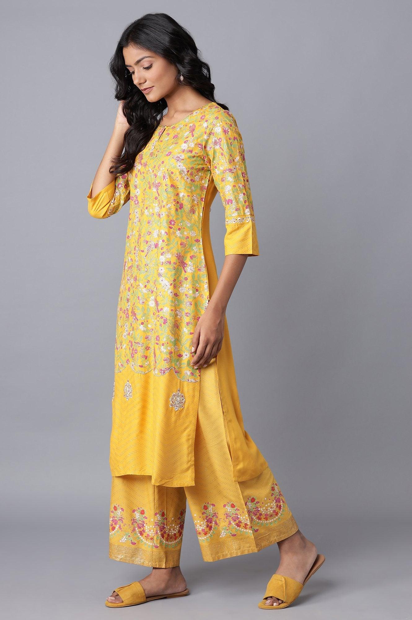 Yellow Panelled kurta - Image 3