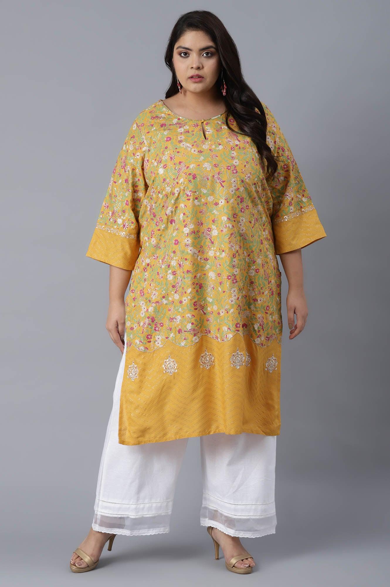 Yellow Panelled kurta - Image 6