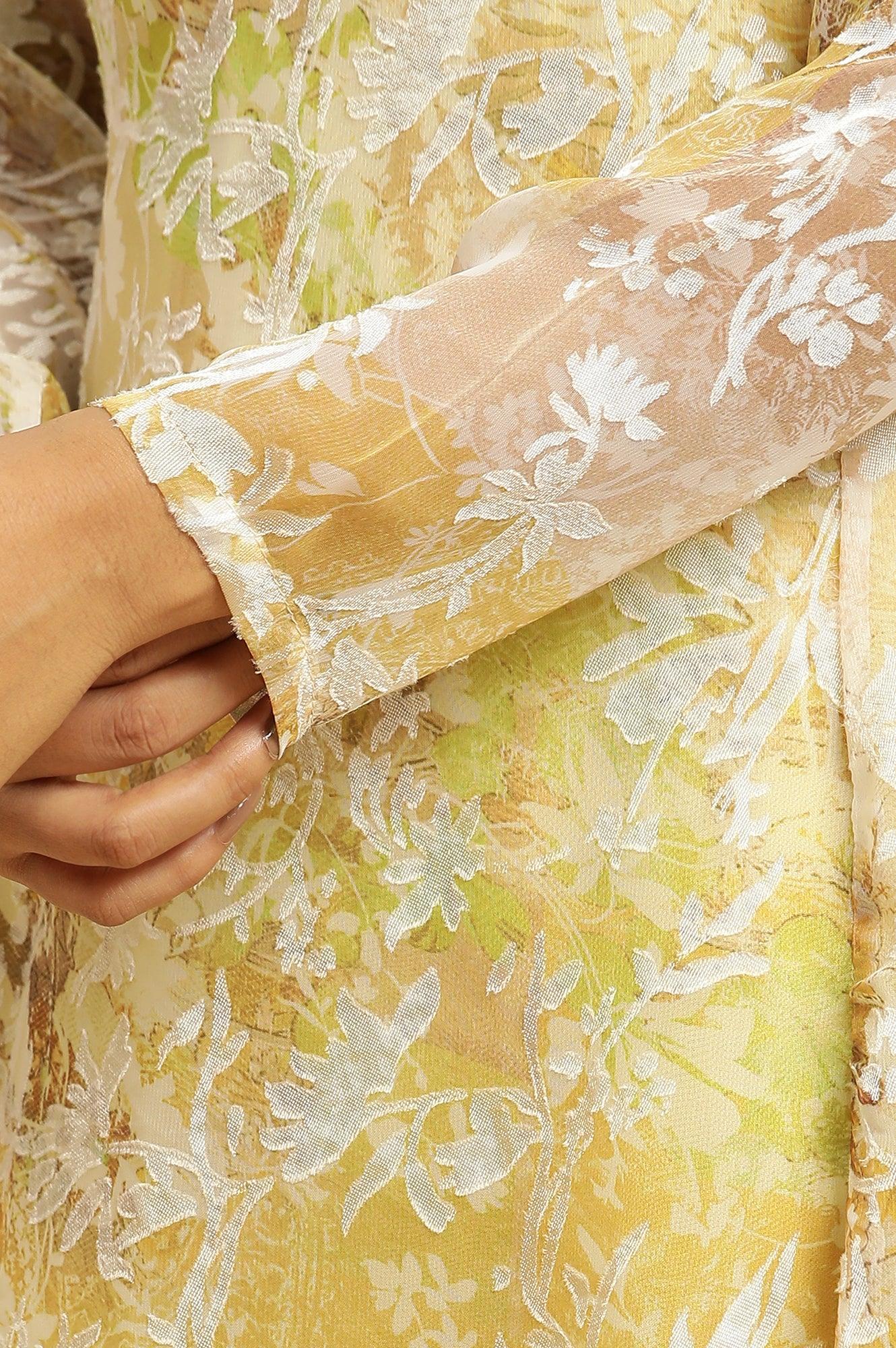 Yellow Self-Designed Flared Dress - Image 7