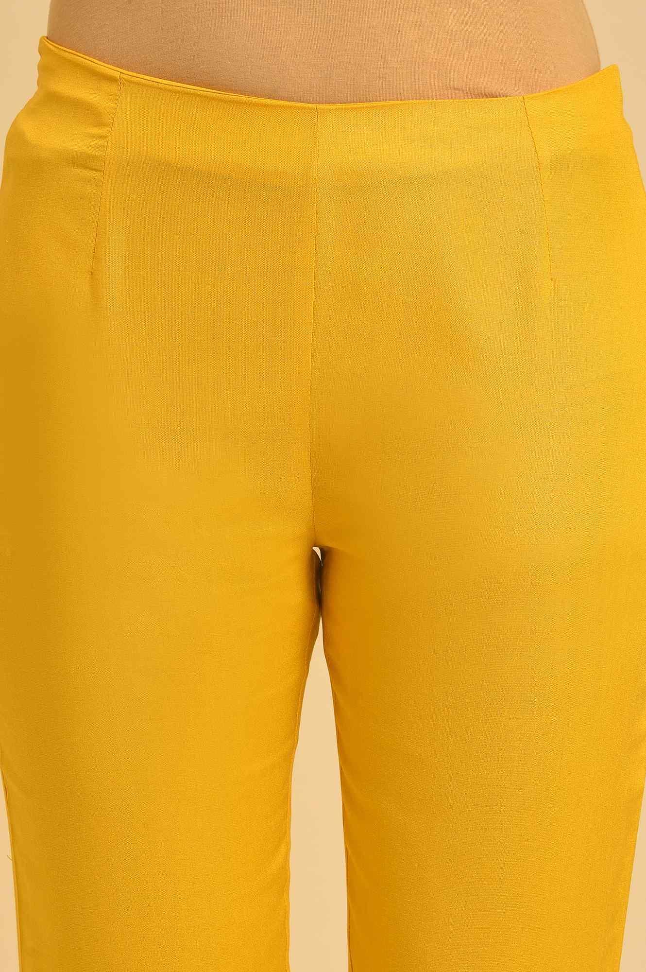 Yellow Solid Straight Slim Pants - Image 6