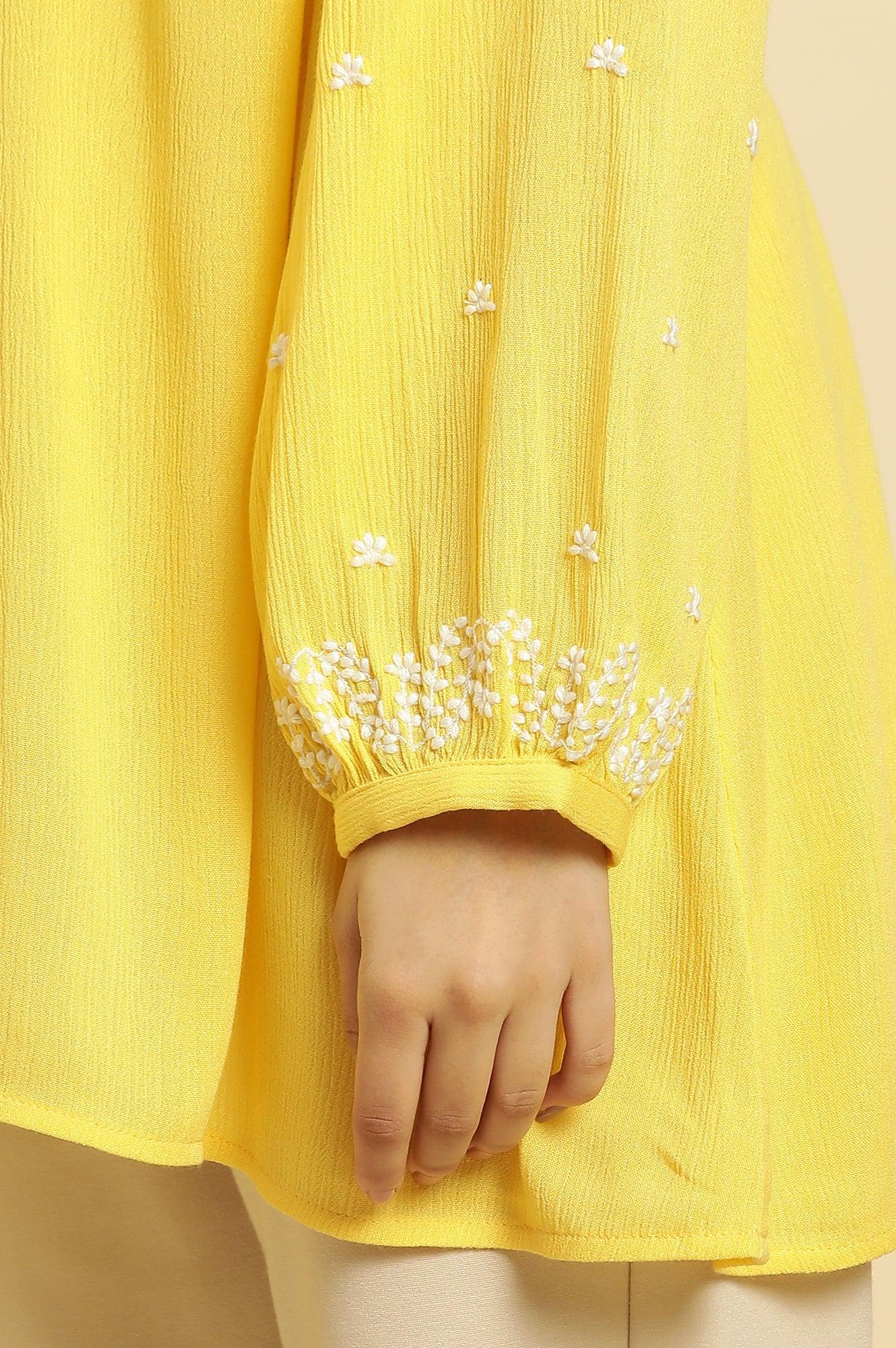 Yellow Summer Top With White Floral Embroidery - Image 8